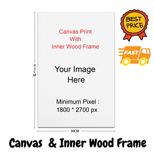 Custom Canvas Art Print + Wooden Inner Framed | Canvas Painting L×H | 100 % Durable wood