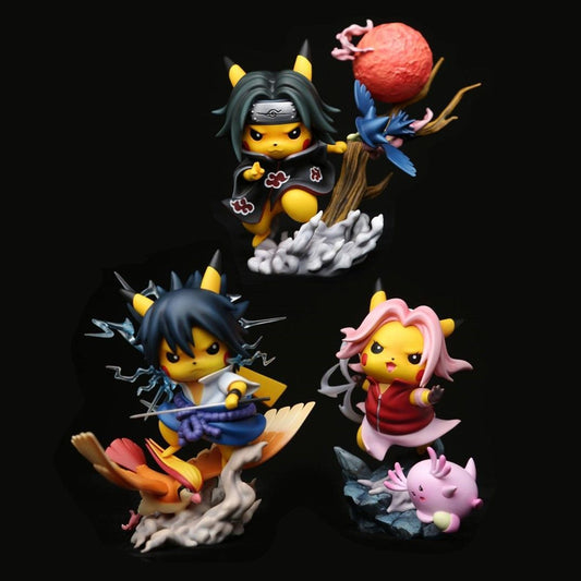 13cm Pokemon Pikachu Uchiha action figure |  Sasuke , itachi , sakura Naruto pikachu Action Figures