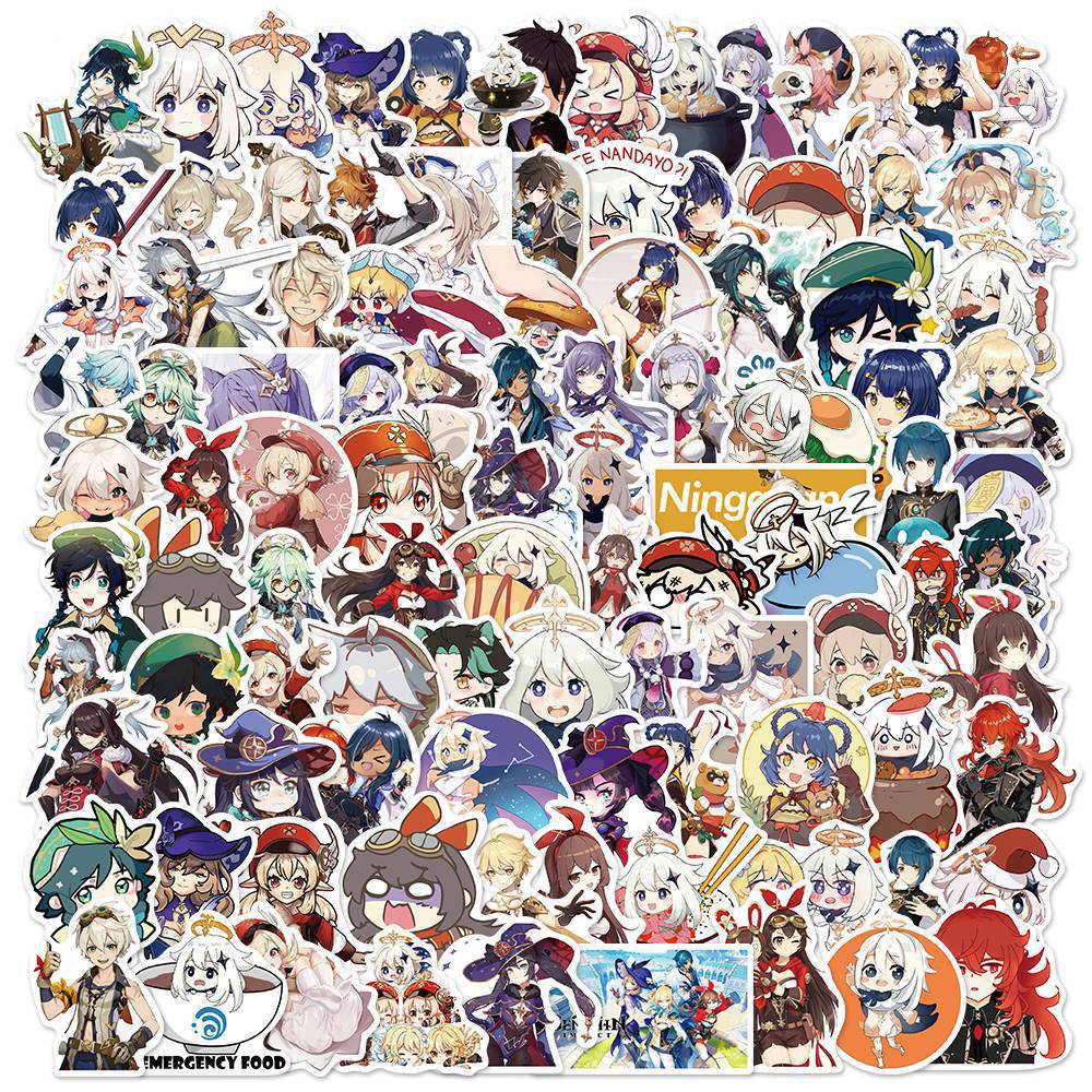 50/100pcs Cute Genshin Impact Stickers, Anime Gaming Sticker