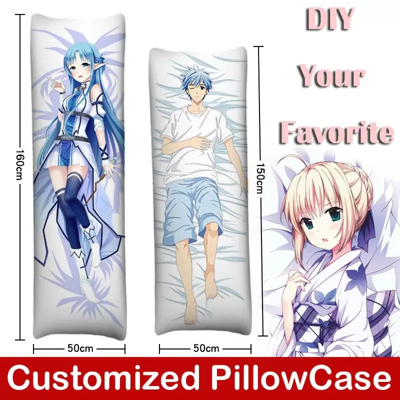Custom Anime Pillow / Pillow case | Cushion Hugging Body pillow for Sleeping Sexy Girl | Peach Skin