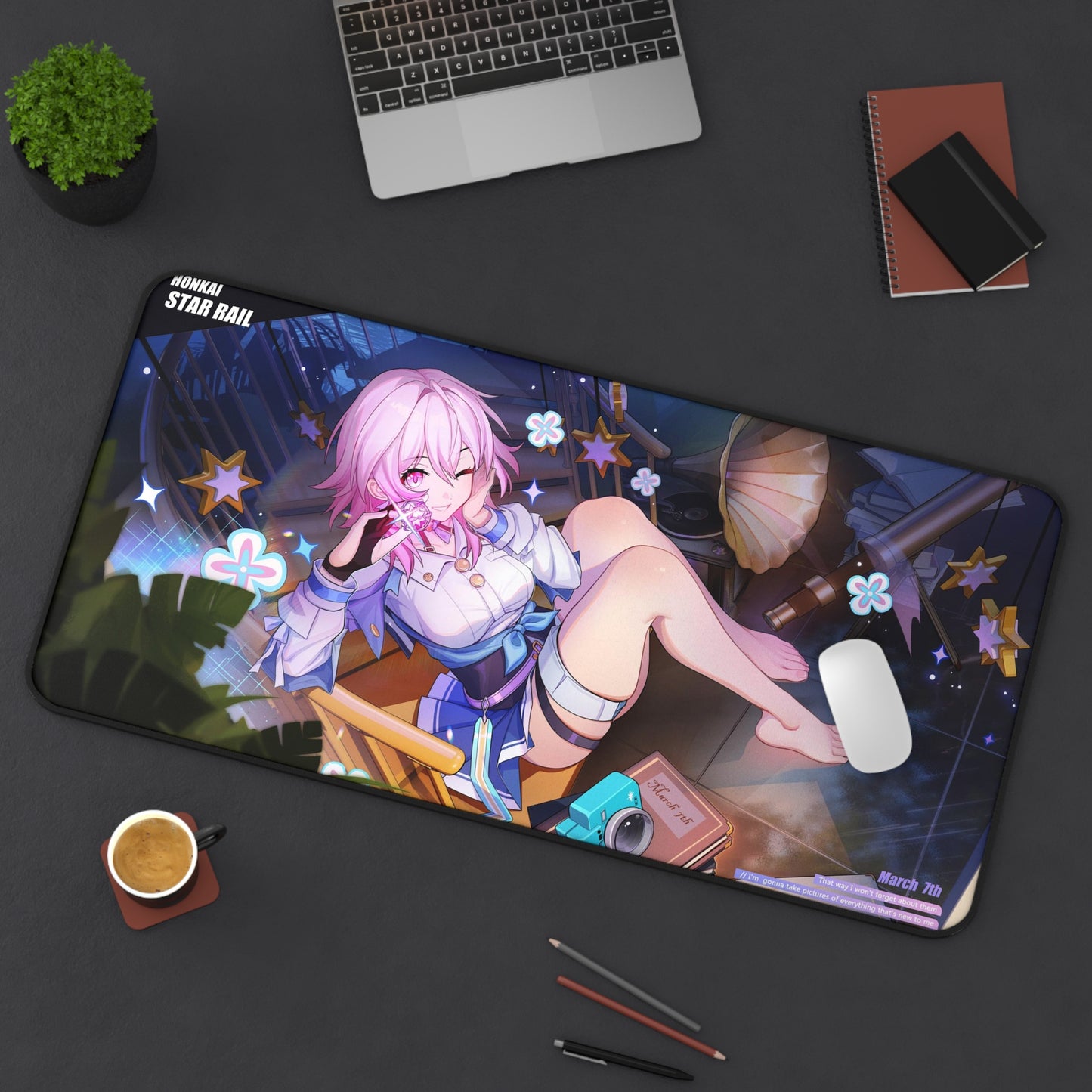 March 7Th Honkai Star Rail Quote Desk Mat - XXL Gaming Mousepad - Nonslip Card Playmat