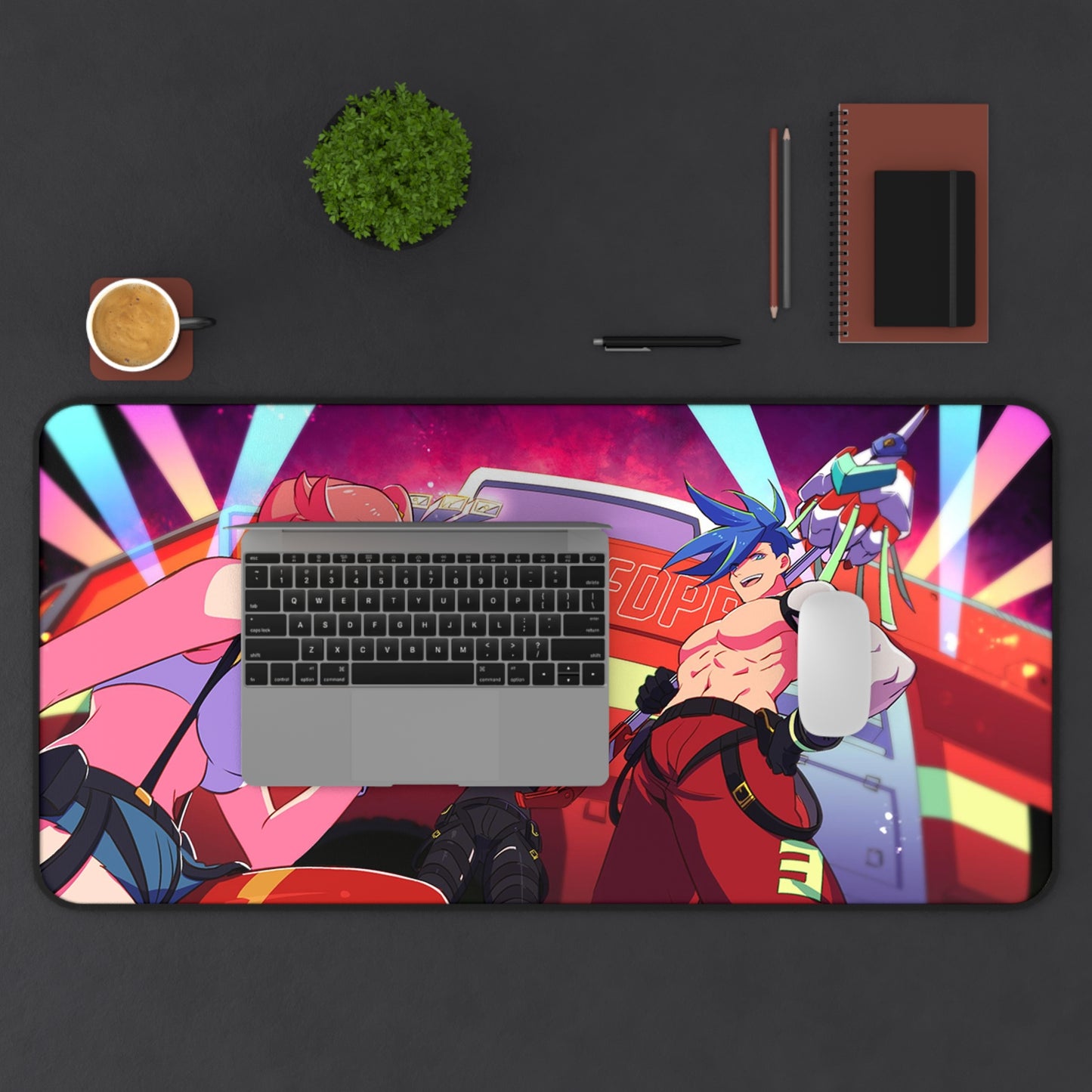 Promare Desk Mat - Promare Anime Mousepad - Non Slip Manga Playmat - Aina Lio and Galo