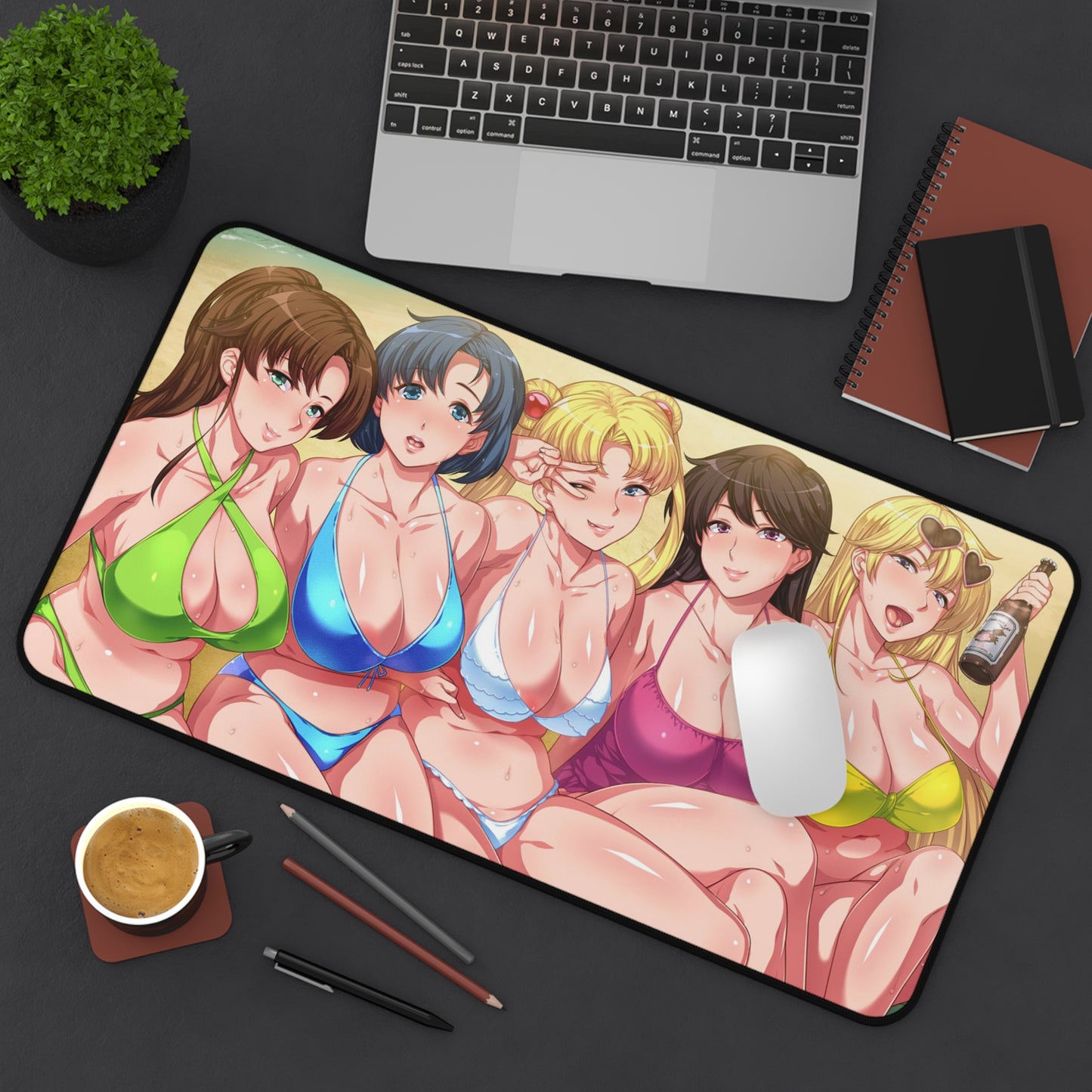 Sailor Moon Desk Mat - Ecchi Bikini Waifus Anime Mousepad - Non Slip Sexy Manga Playmat