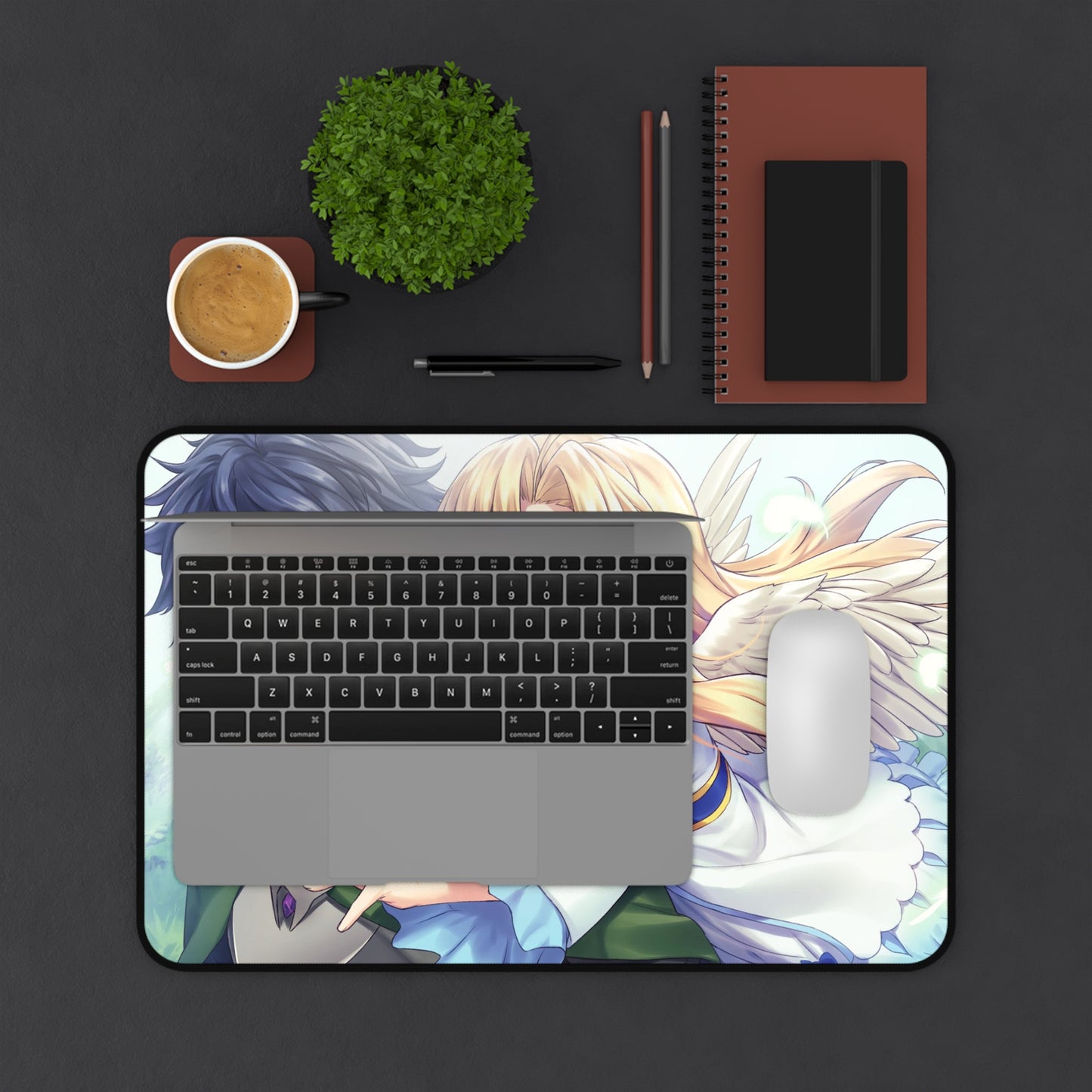 The Rising of the Shield Hero Desk Mat - Naofumi Iwatani and Firo Anime Mousepad - Non Slip Manga Playmat