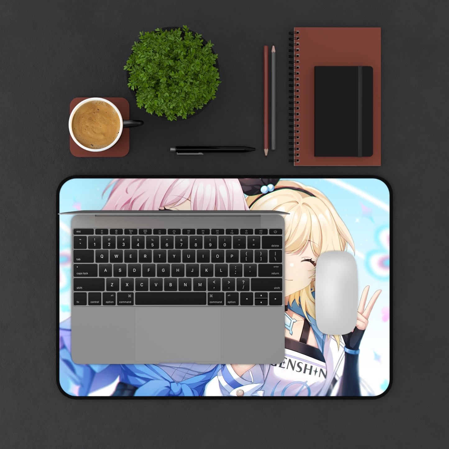 Lumine and March 7Th Genshin Impact X Honkai Star Rail Desk Mat - XXL Gaming Mousepad - Nonslip Card Playmat