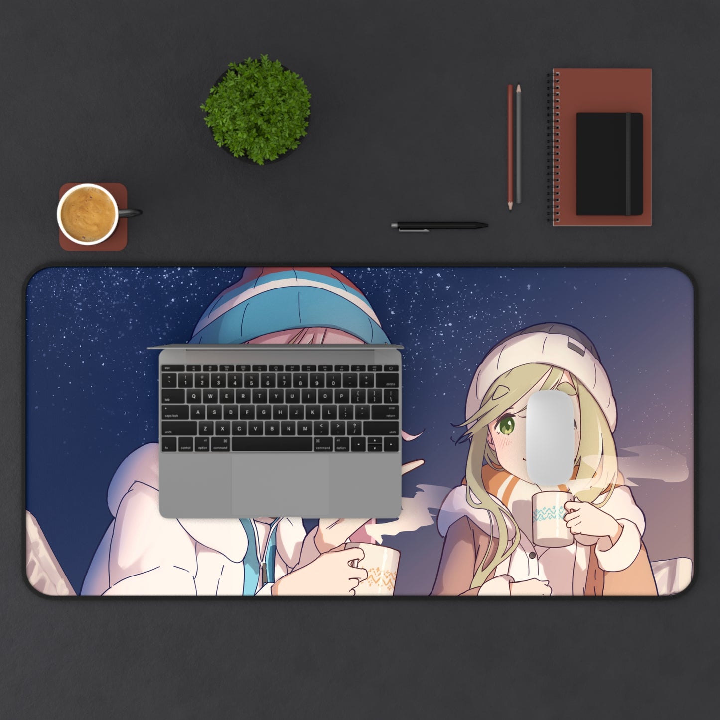 Yuru Camp Desk Mat - Laid Back Camp XXL Gaming Mousepad - Non Slip Yurucamp Playmat - Kawaii Anime Gift - Nadeshiko and Aoi