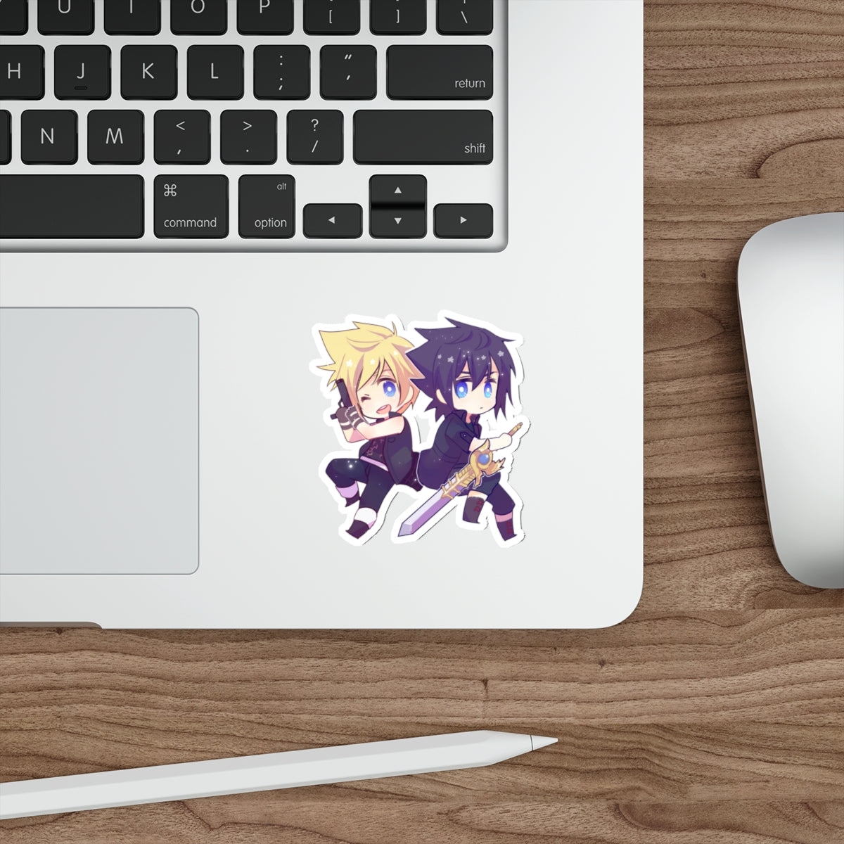 FFXV Waterproof Sticker - Chibi Prompto and Noctis Premium Gaming Vinyl Car Decal - Final Fantasy 15 Sticker Window Decal