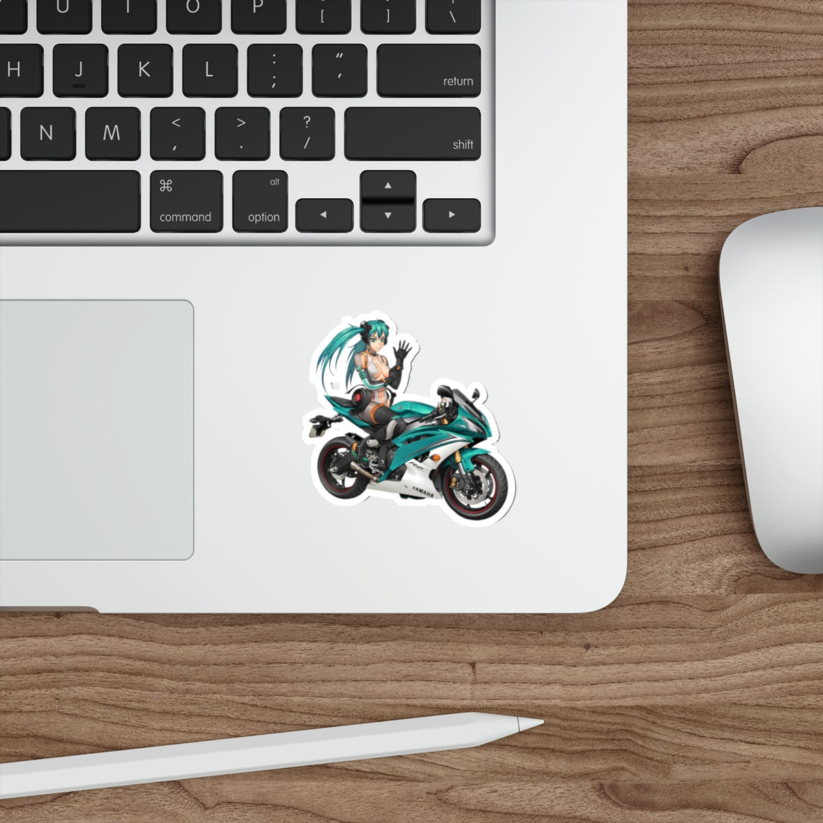 Biker Hatsune Miku Waterproof Sticker - Vocaloid Premium Vinyl Decal - Anime Car Decal - Laptop Sticker