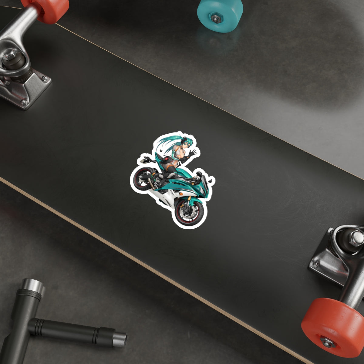 Biker Hatsune Miku Waterproof Sticker - Vocaloid Premium Vinyl Decal - Anime Car Decal - Laptop Sticker