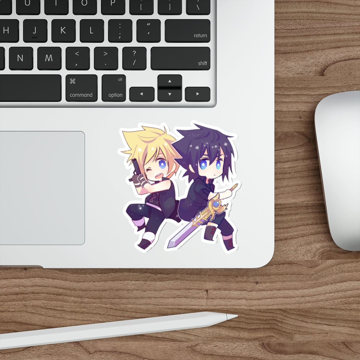 FFXV Waterproof Sticker - Chibi Prompto and Noctis Premium Gaming Vinyl Car Decal - Final Fantasy 15 Sticker Window Decal