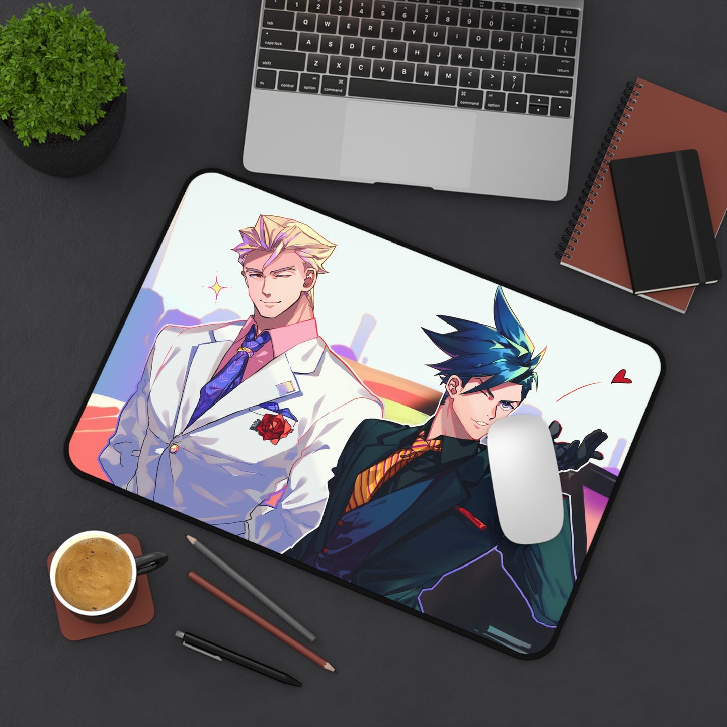 Promare Desk Mat - Kray and Galo Husbandos Anime Mousepad - Non Slip Manga Playmat