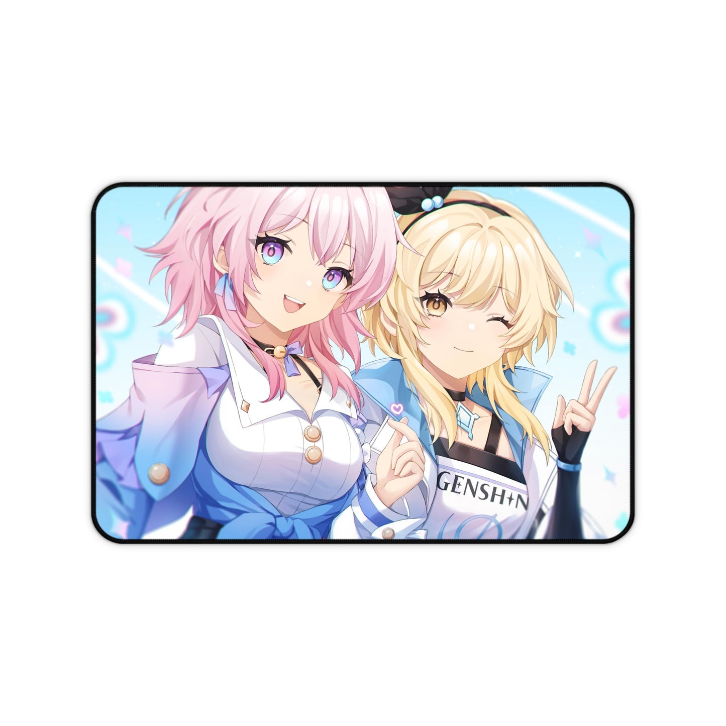 Lumine and March 7Th Genshin Impact X Honkai Star Rail Desk Mat - XXL Gaming Mousepad - Nonslip Card Playmat