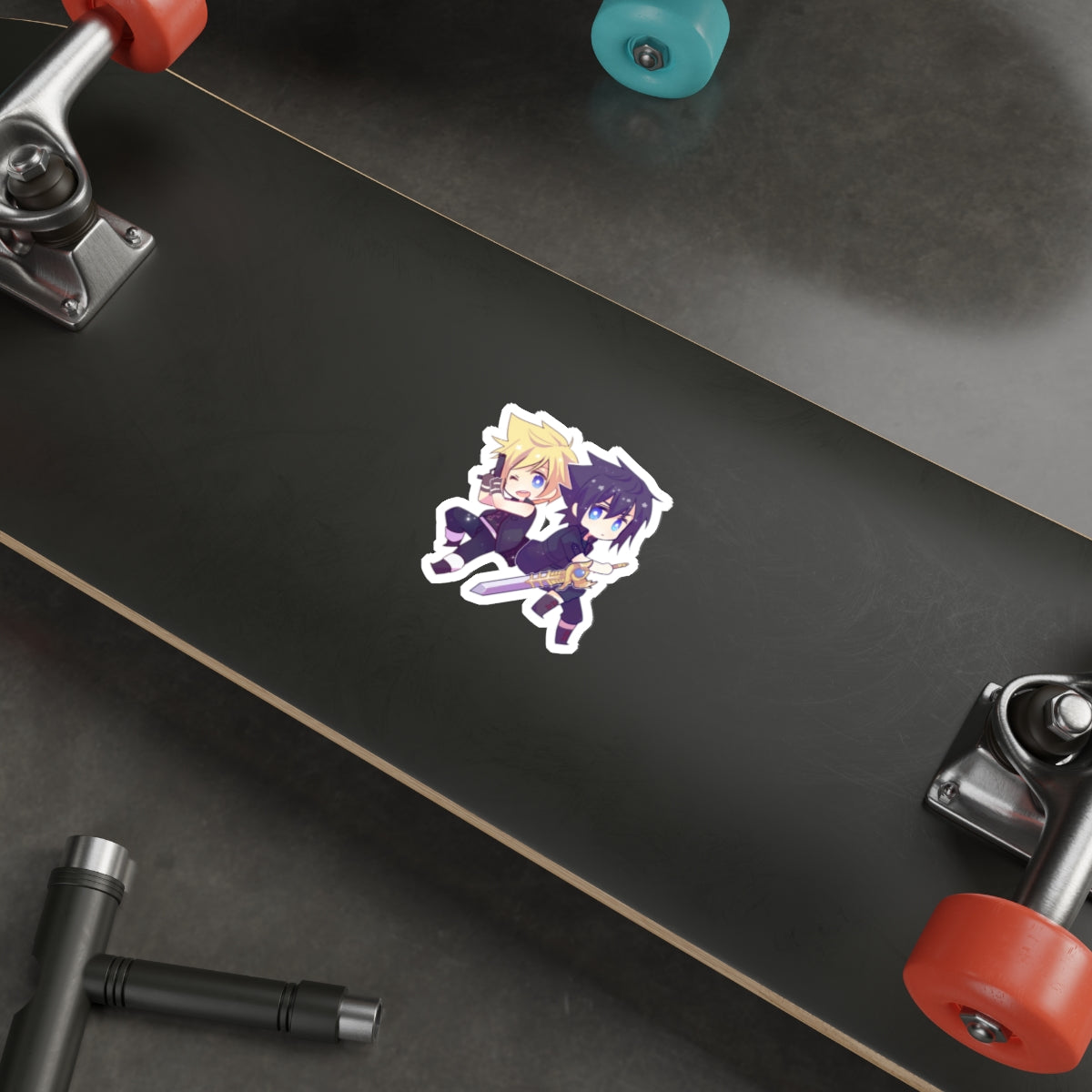 FFXV Waterproof Sticker - Chibi Prompto and Noctis Premium Gaming Vinyl Car Decal - Final Fantasy 15 Sticker Window Decal