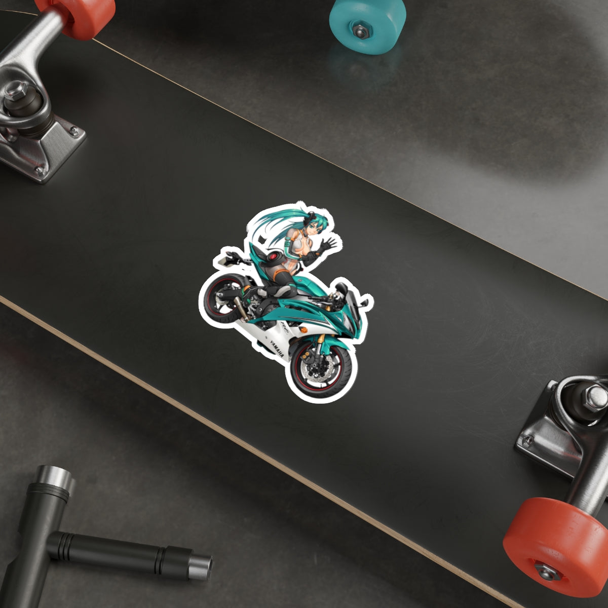 Biker Hatsune Miku Waterproof Sticker - Vocaloid Premium Vinyl Decal - Anime Car Decal - Laptop Sticker