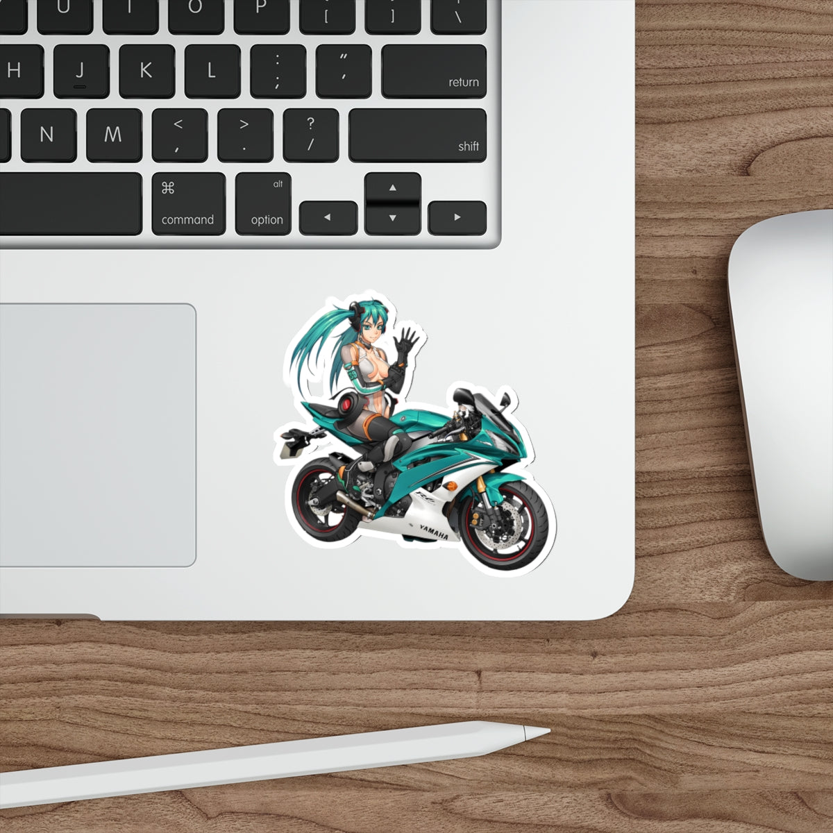 Biker Hatsune Miku Waterproof Sticker - Vocaloid Premium Vinyl Decal - Anime Car Decal - Laptop Sticker