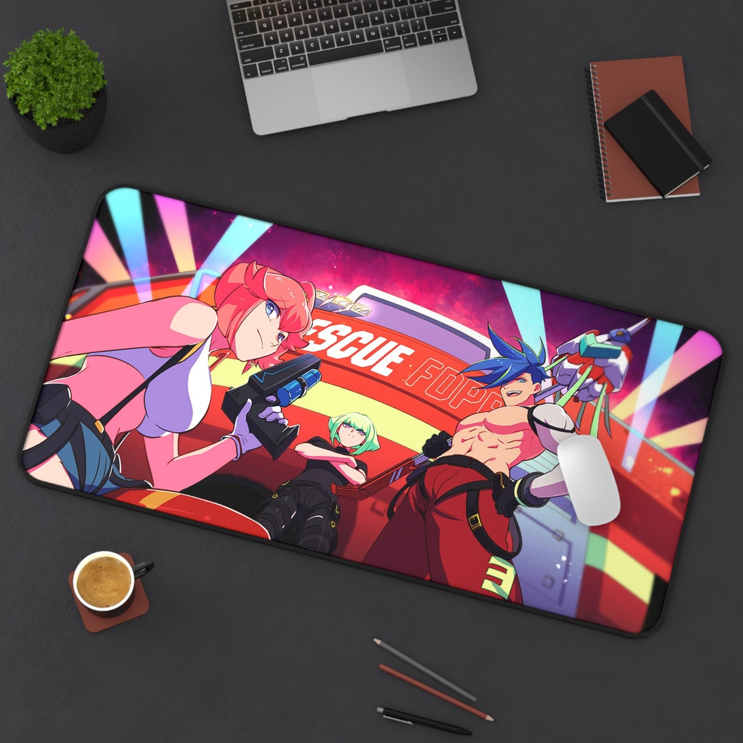 Promare Desk Mat - Promare Anime Mousepad - Non Slip Manga Playmat - Aina Lio and Galo