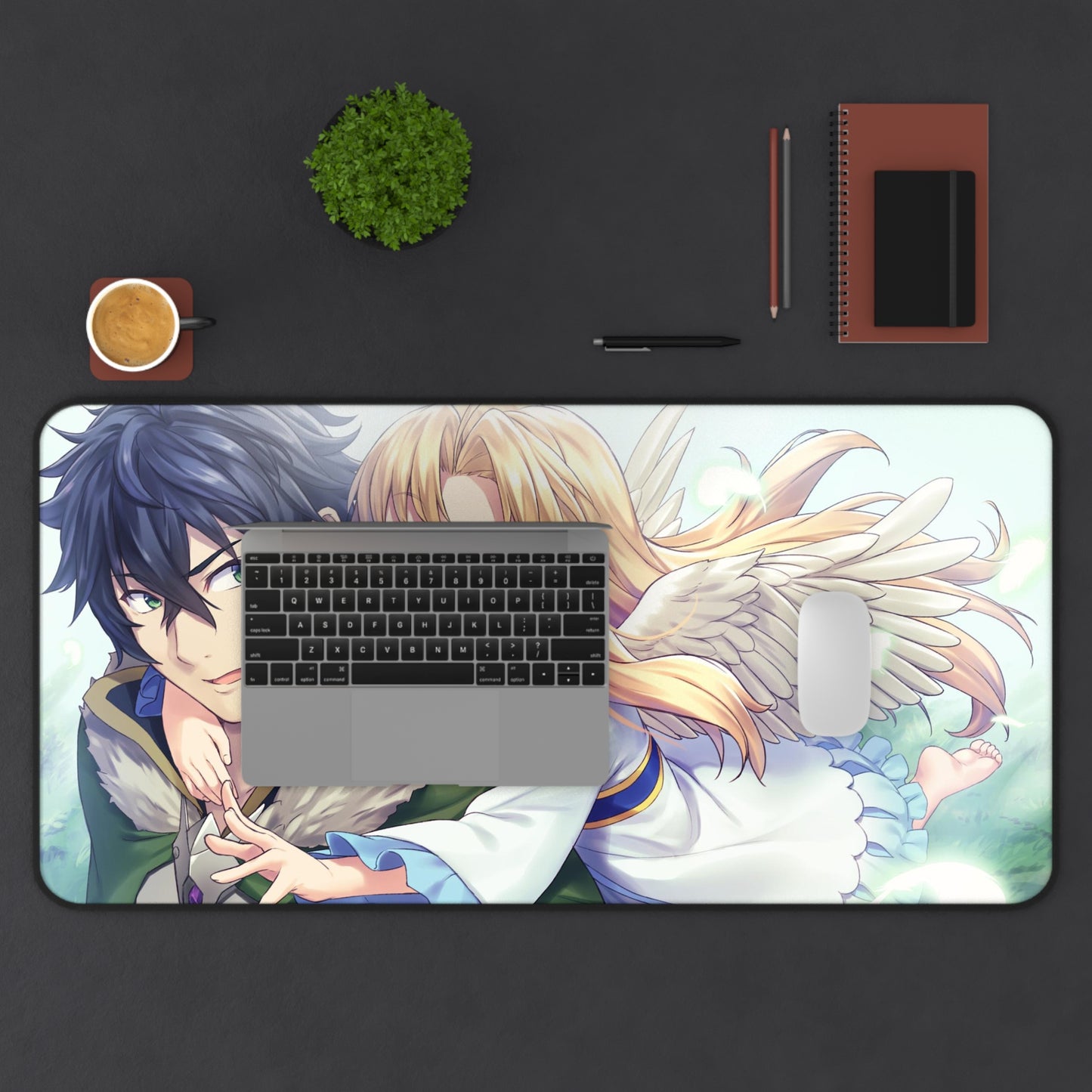 The Rising of the Shield Hero Desk Mat - Naofumi Iwatani and Firo Anime Mousepad - Non Slip Manga Playmat