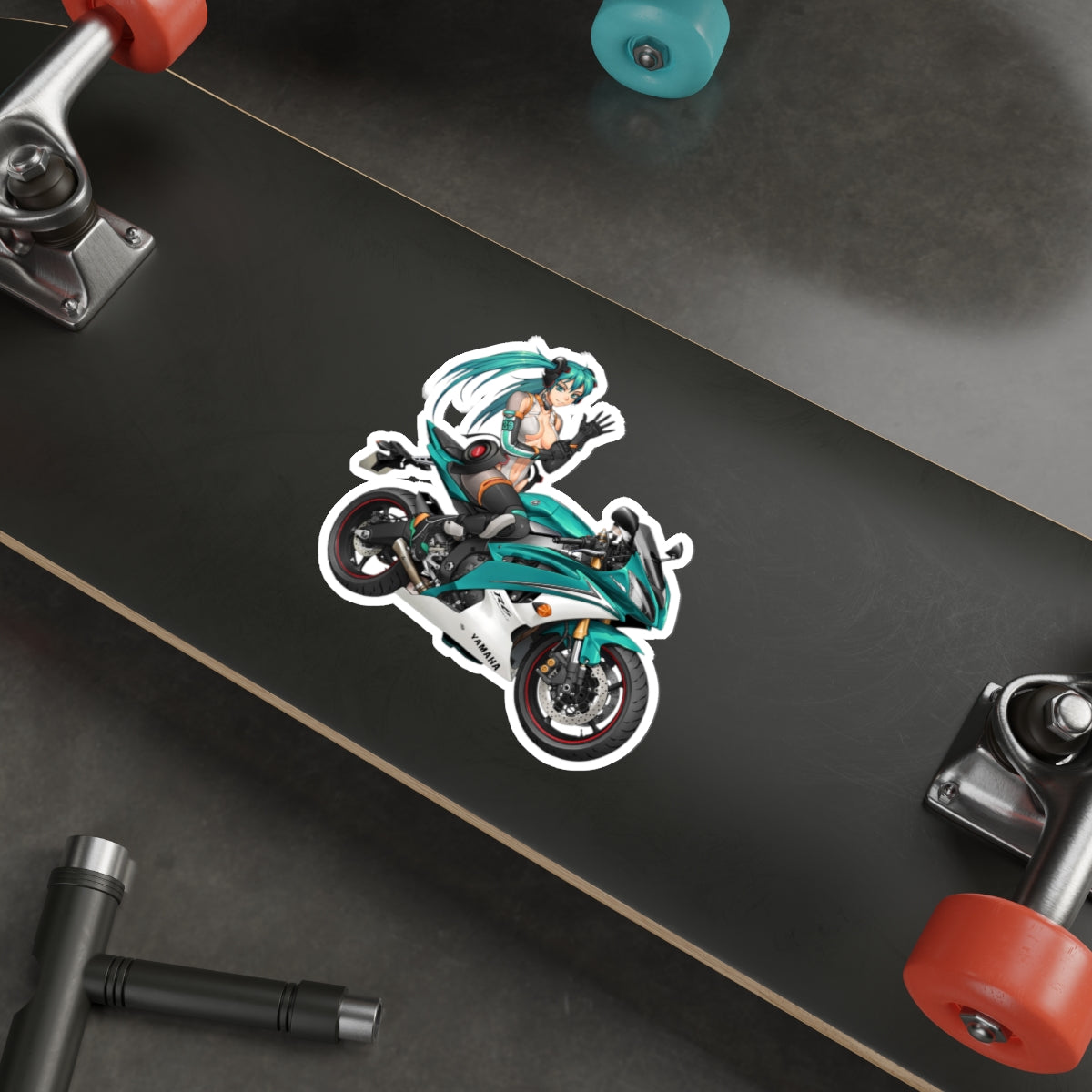 Biker Hatsune Miku Waterproof Sticker - Vocaloid Premium Vinyl Decal - Anime Car Decal - Laptop Sticker