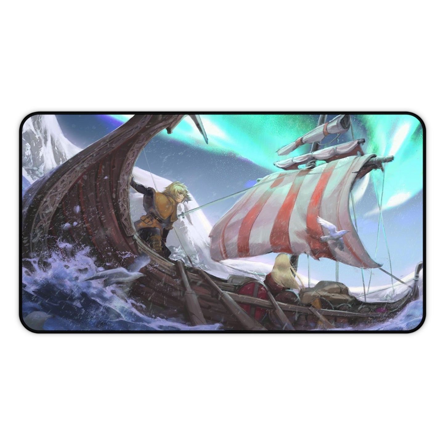 Vinland Saga Desk Mat - Thorfinn and Canute Drakkar Anime Mousepad - XXL Gaming Mousepad - Non Slip Manga Playmat - Viking Gift