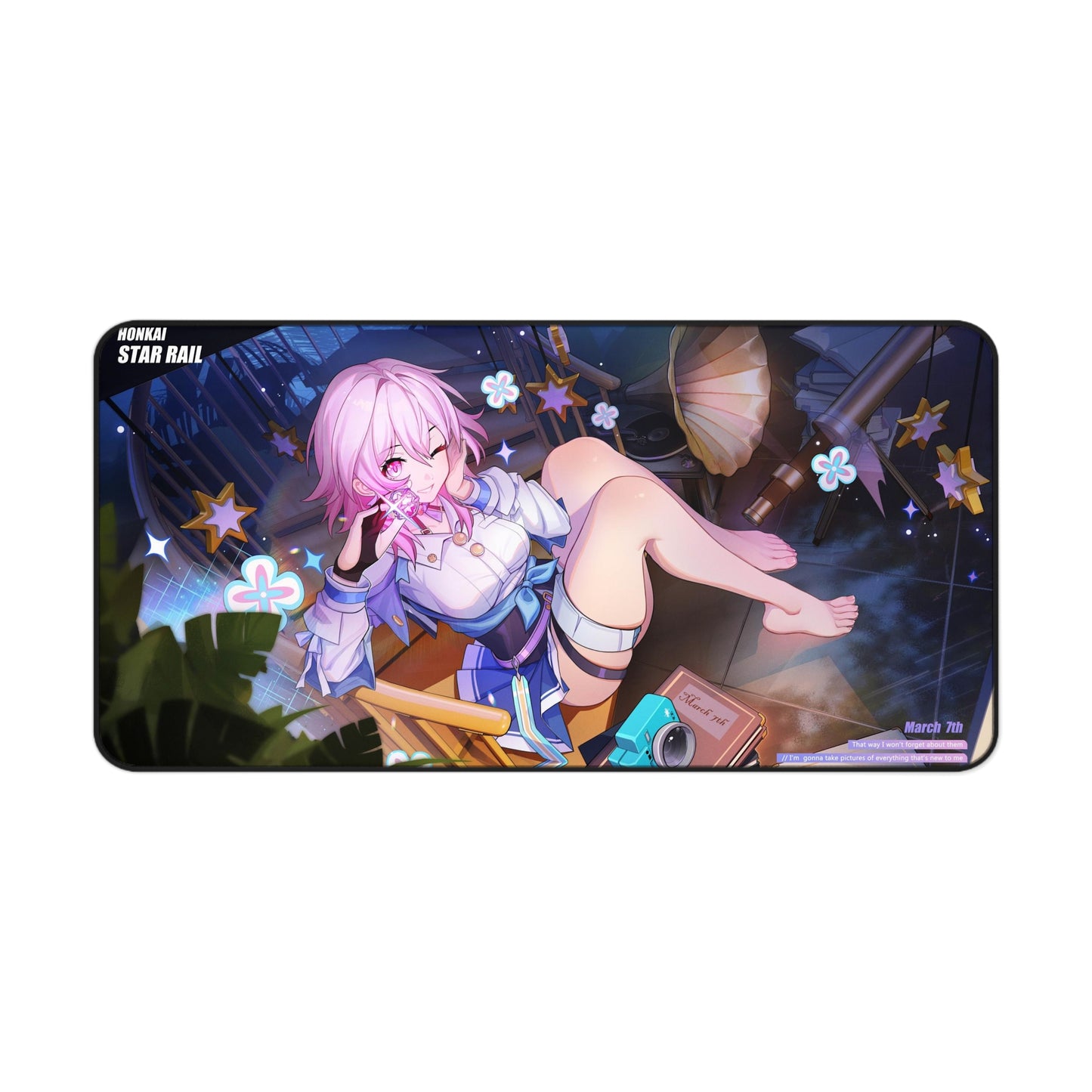 March 7Th Honkai Star Rail Quote Desk Mat - XXL Gaming Mousepad - Nonslip Card Playmat