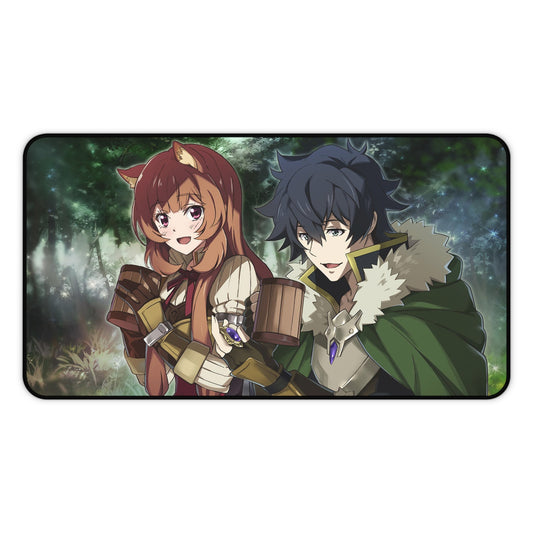 The Rising of the Shield Hero Desk Mat - Raphtalia and Naofumi Iwatani Anime Mousepad - Non Slip Manga Playmat