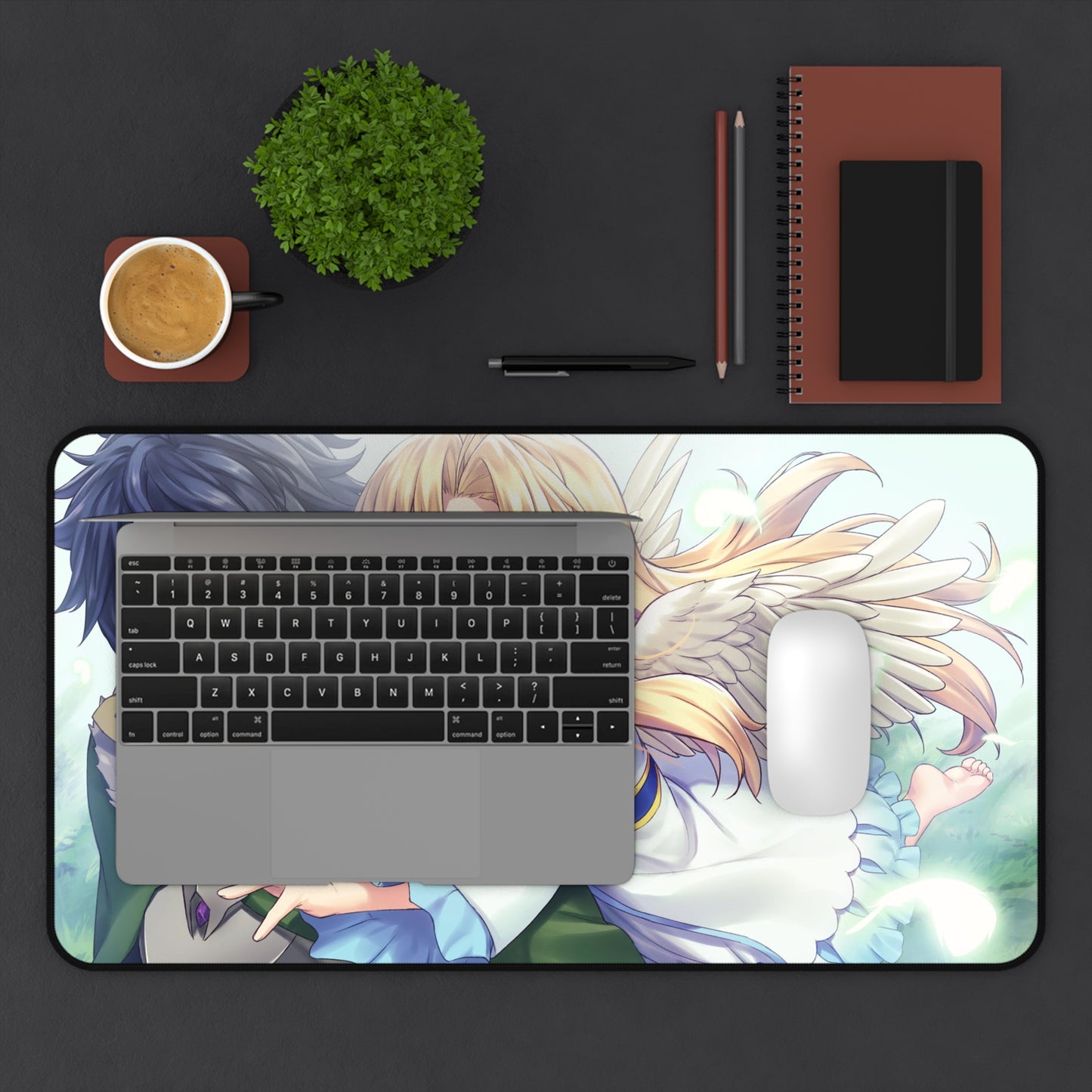 The Rising of the Shield Hero Desk Mat - Naofumi Iwatani and Firo Anime Mousepad - Non Slip Manga Playmat