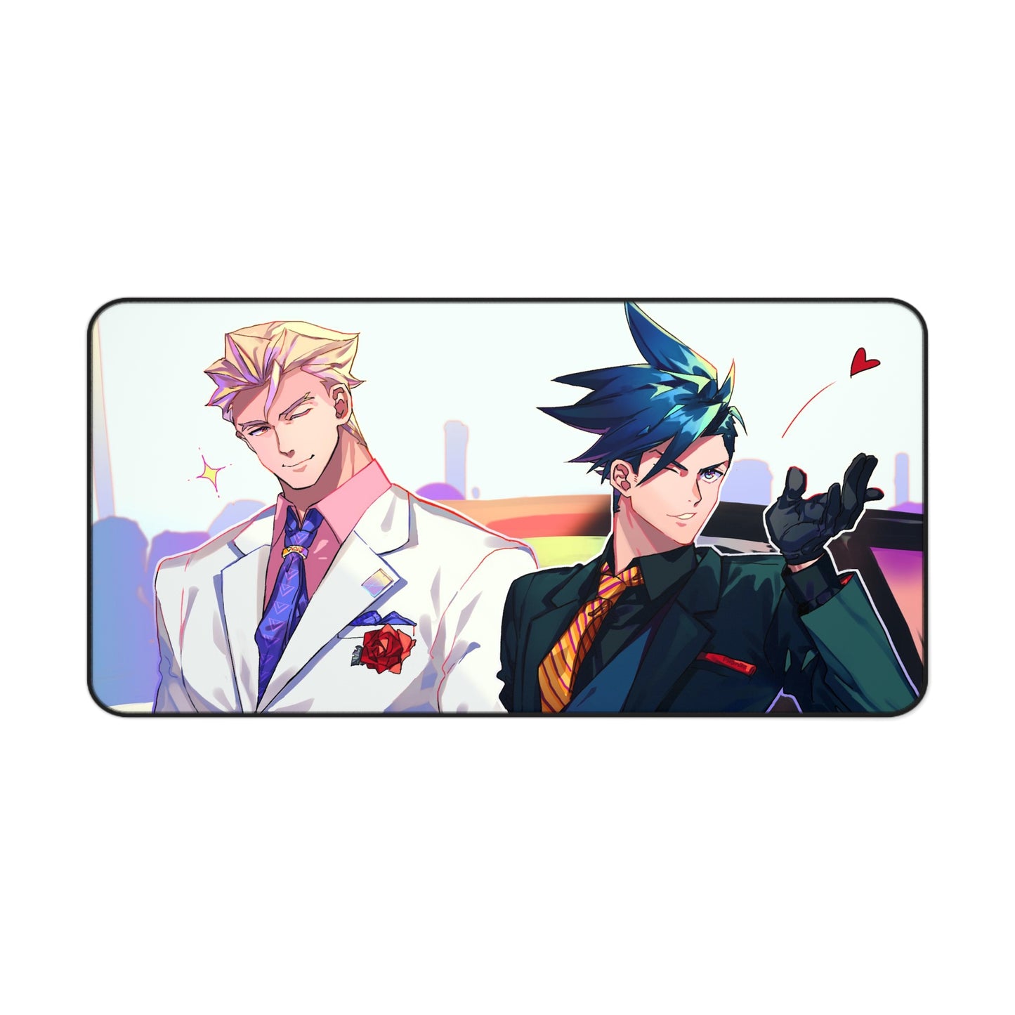 Promare Desk Mat - Kray and Galo Husbandos Anime Mousepad - Non Slip Manga Playmat