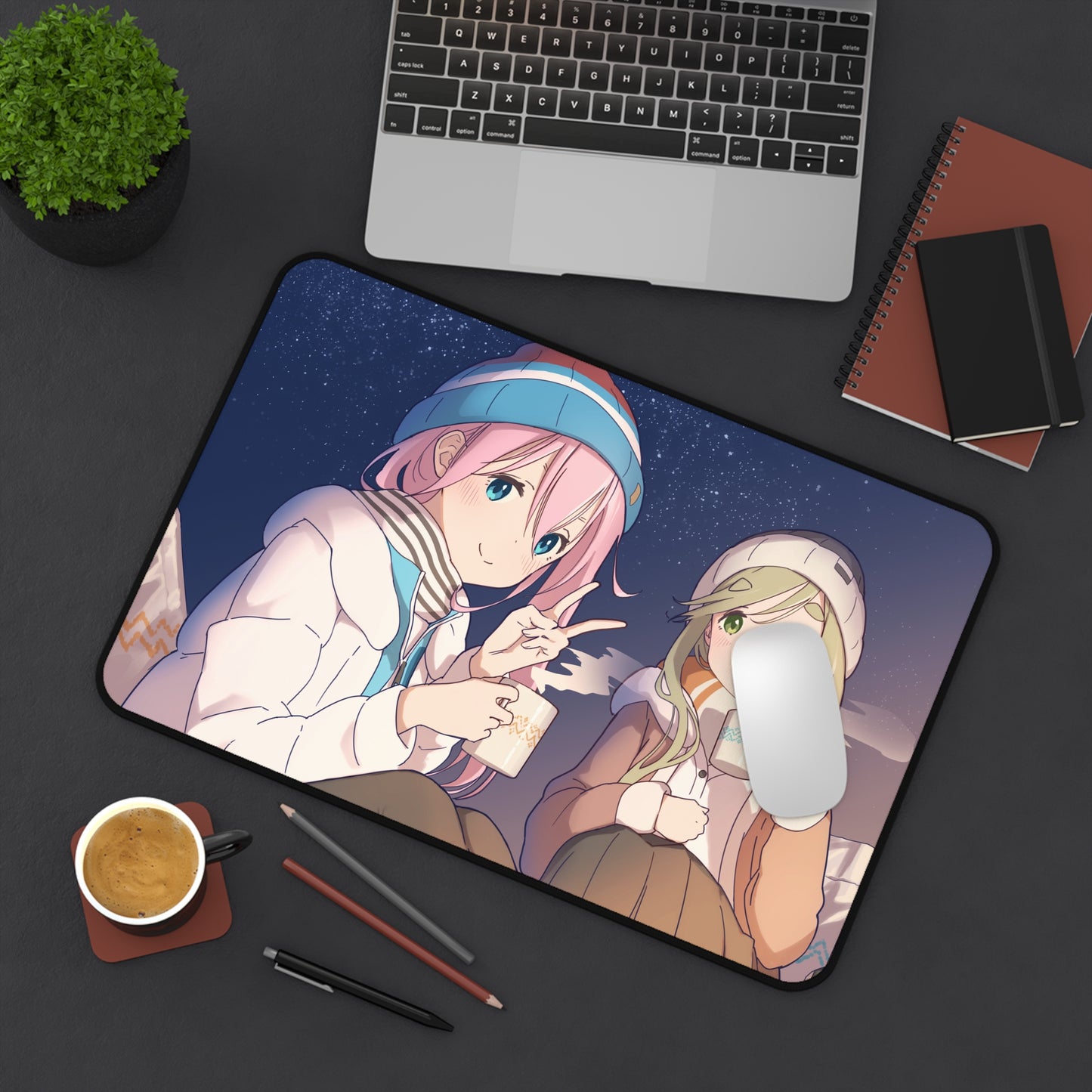 Yuru Camp Desk Mat - Laid Back Camp XXL Gaming Mousepad - Non Slip Yurucamp Playmat - Kawaii Anime Gift - Nadeshiko and Aoi