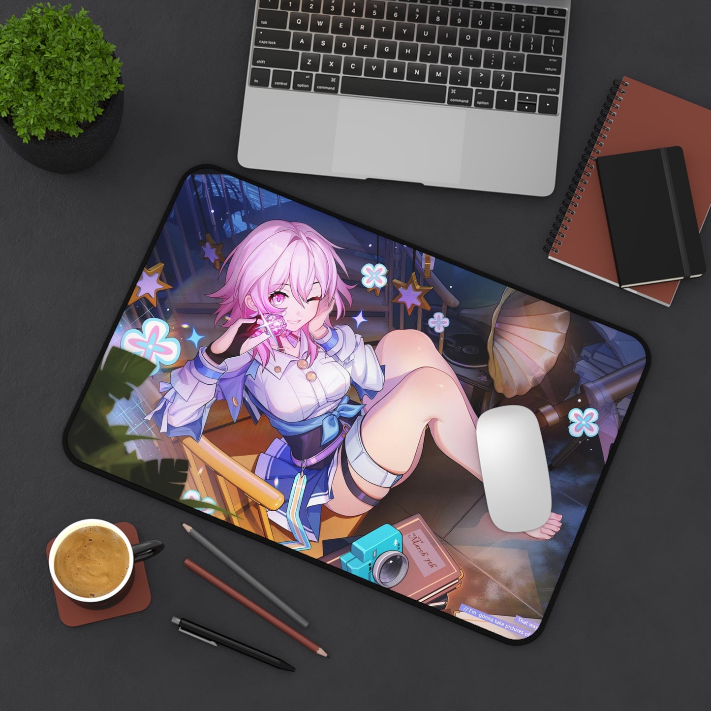 March 7Th Honkai Star Rail Quote Desk Mat - XXL Gaming Mousepad - Nonslip Card Playmat