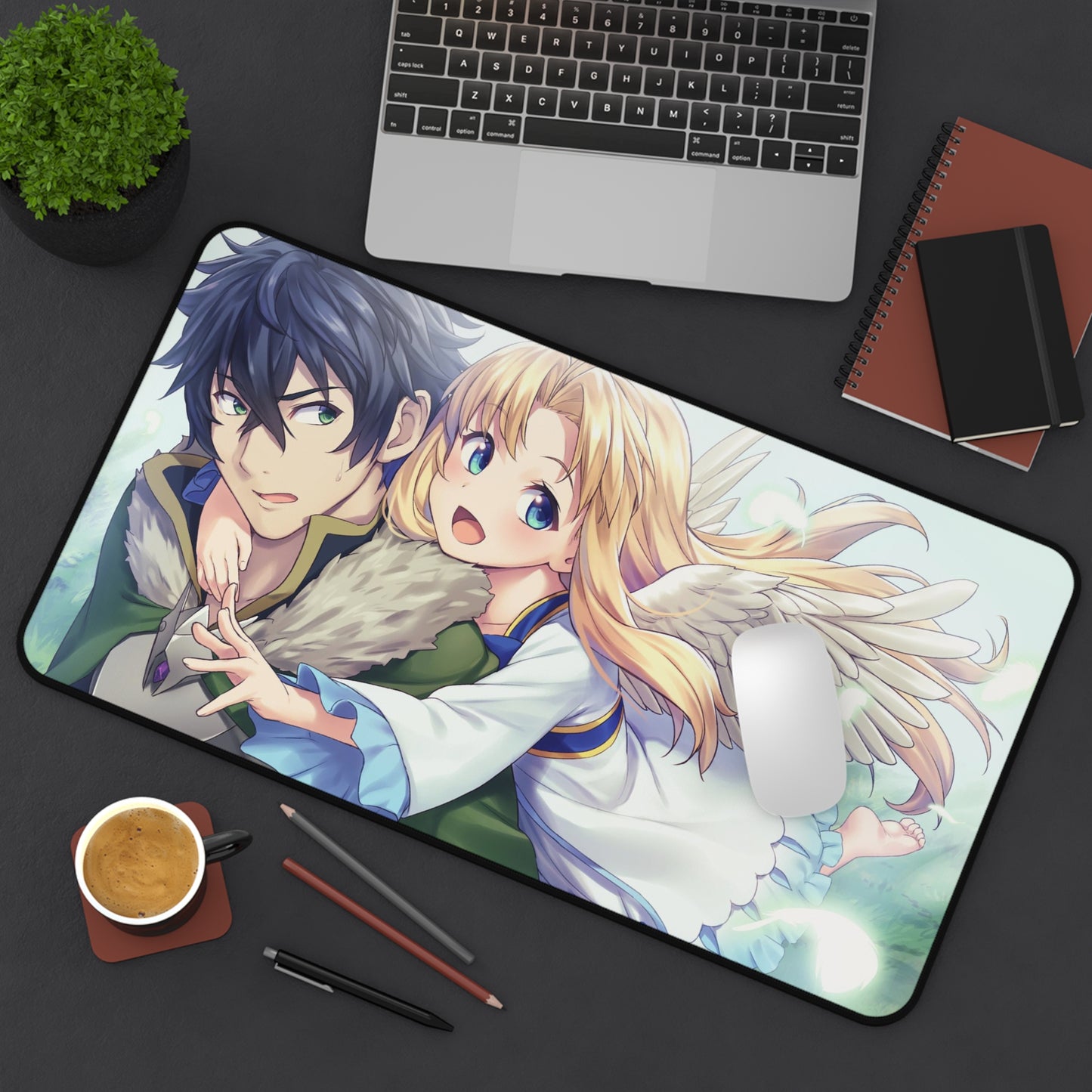 The Rising of the Shield Hero Desk Mat - Naofumi Iwatani and Firo Anime Mousepad - Non Slip Manga Playmat