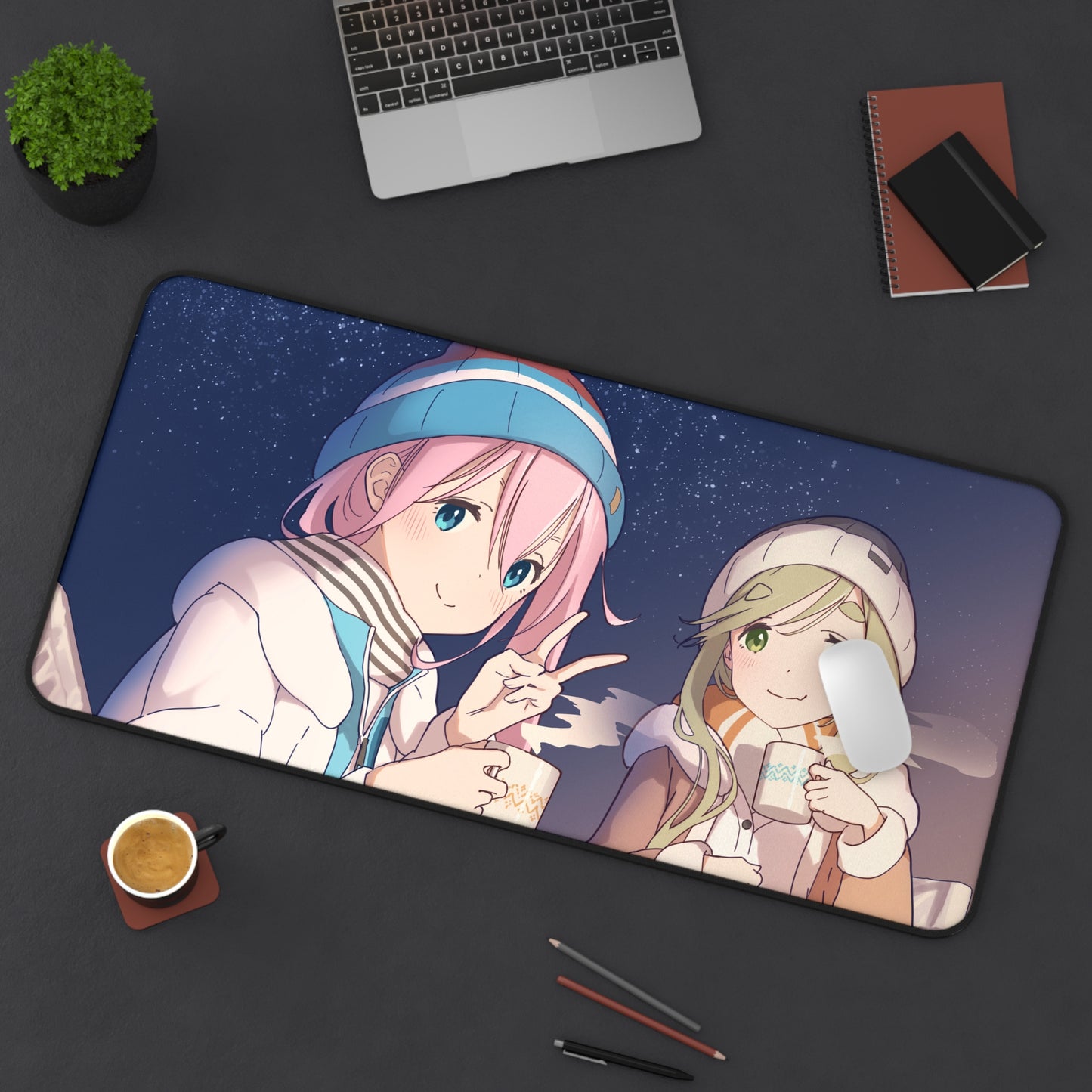 Yuru Camp Desk Mat - Laid Back Camp XXL Gaming Mousepad - Non Slip Yurucamp Playmat - Kawaii Anime Gift - Nadeshiko and Aoi