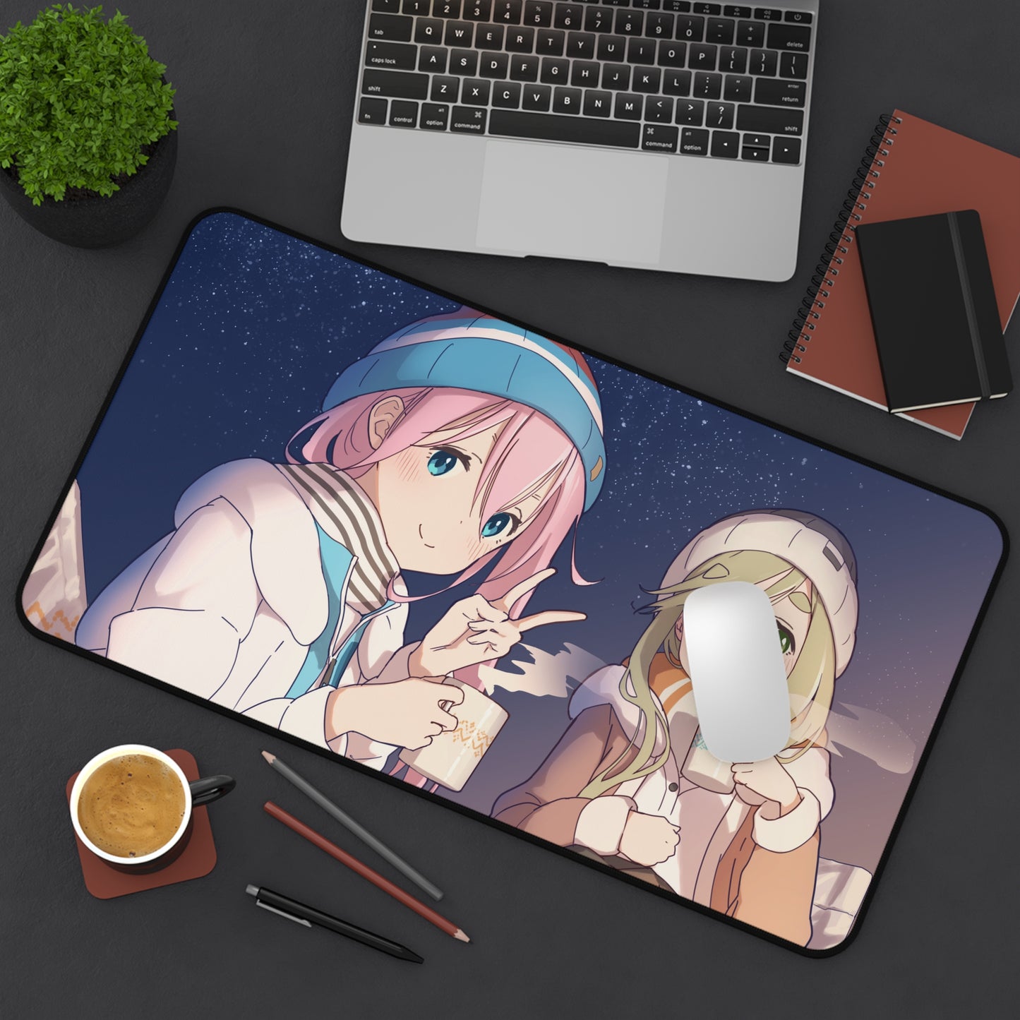 Yuru Camp Desk Mat - Laid Back Camp XXL Gaming Mousepad - Non Slip Yurucamp Playmat - Kawaii Anime Gift - Nadeshiko and Aoi