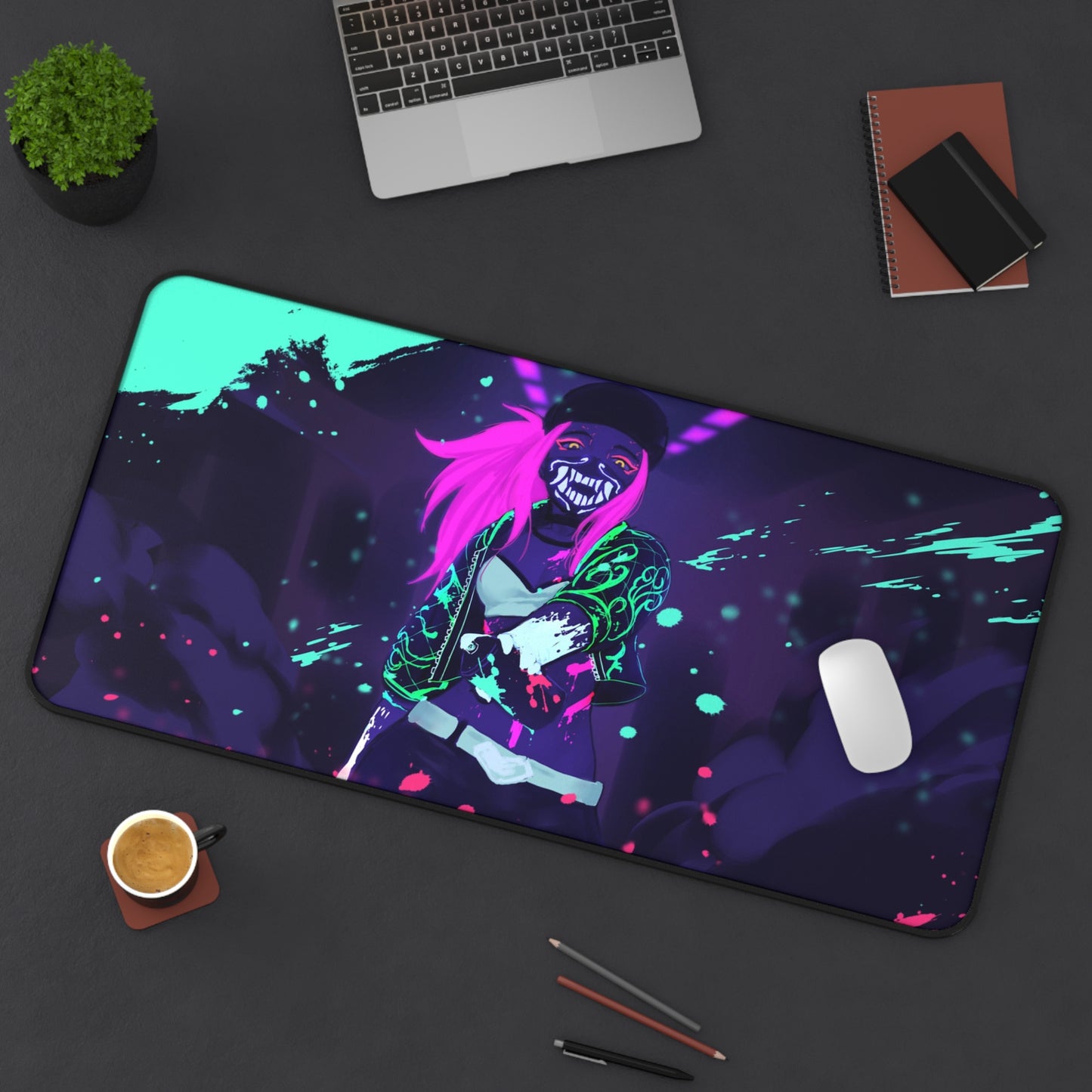 League of Legends Desk Mat - Akali K/DA XXL Gaming Mousepad - Non Slip Aesthetic Playmat - LoL Gift