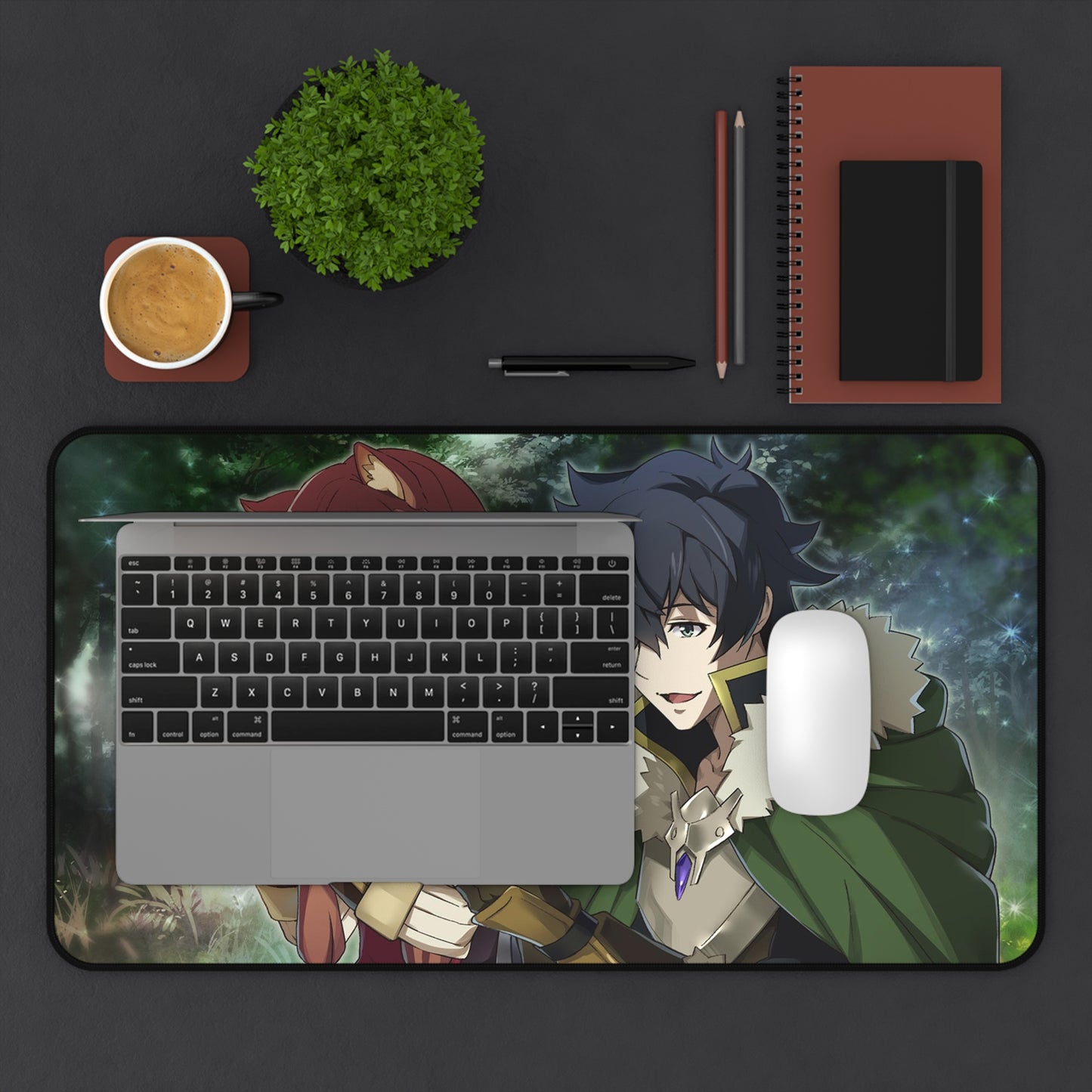 The Rising of the Shield Hero Desk Mat - Raphtalia and Naofumi Iwatani Anime Mousepad - Non Slip Manga Playmat