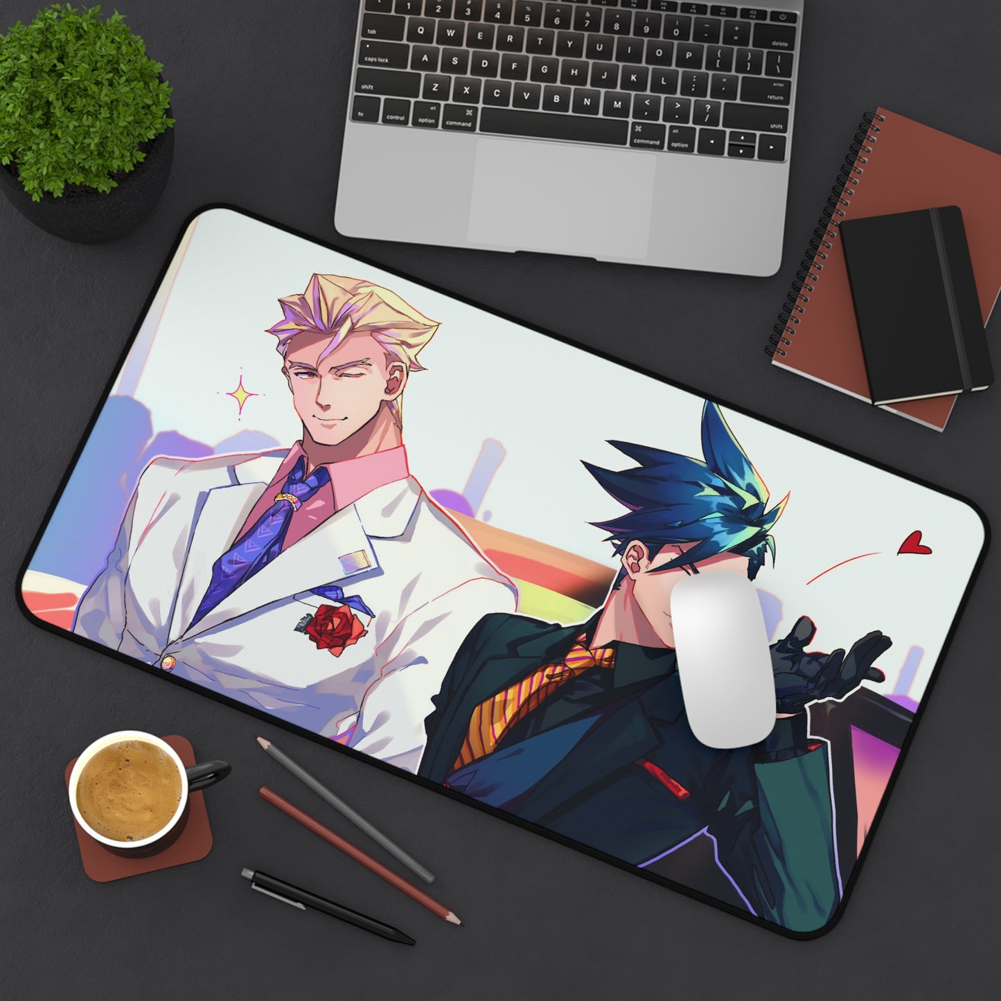 Promare Desk Mat - Kray and Galo Husbandos Anime Mousepad - Non Slip Manga Playmat