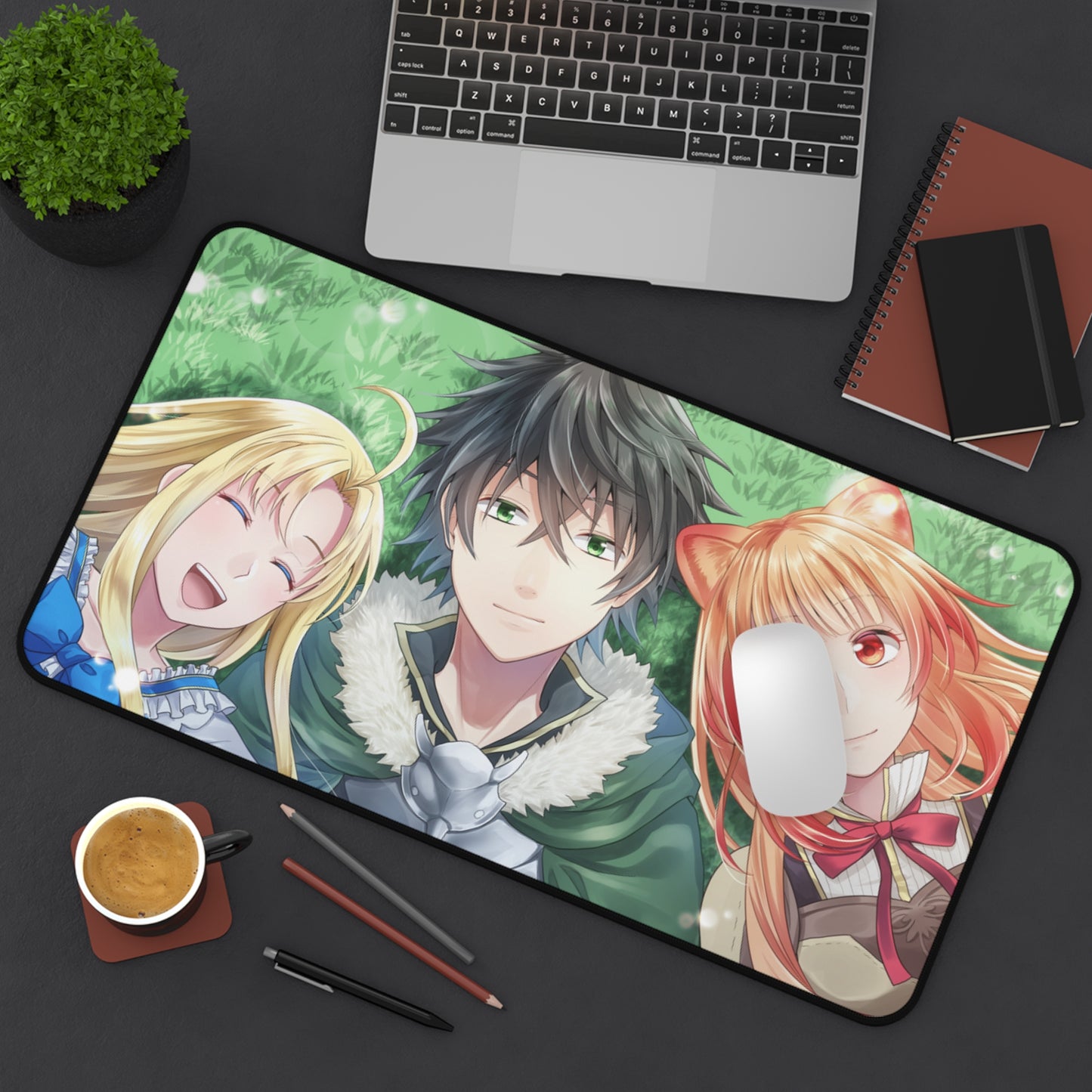 The Rising of the Shield Hero Desk Mat - Firo Iwatani and Raphtalia Anime Mousepad - Non Slip Manga Playmat