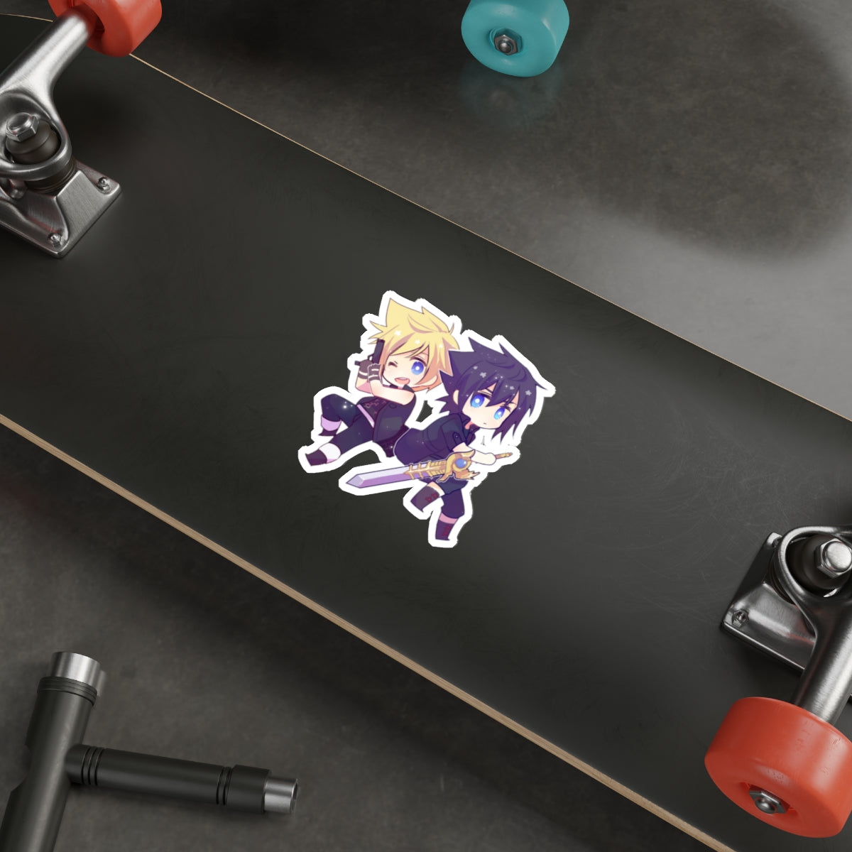 FFXV Waterproof Sticker - Chibi Prompto and Noctis Premium Gaming Vinyl Car Decal - Final Fantasy 15 Sticker Window Decal