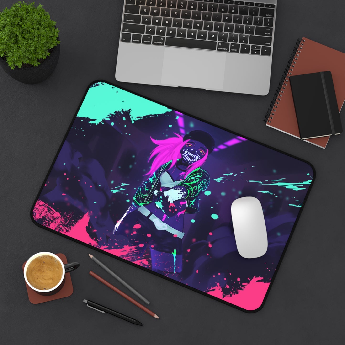 League of Legends Desk Mat - Akali K/DA XXL Gaming Mousepad - Non Slip Aesthetic Playmat - LoL Gift