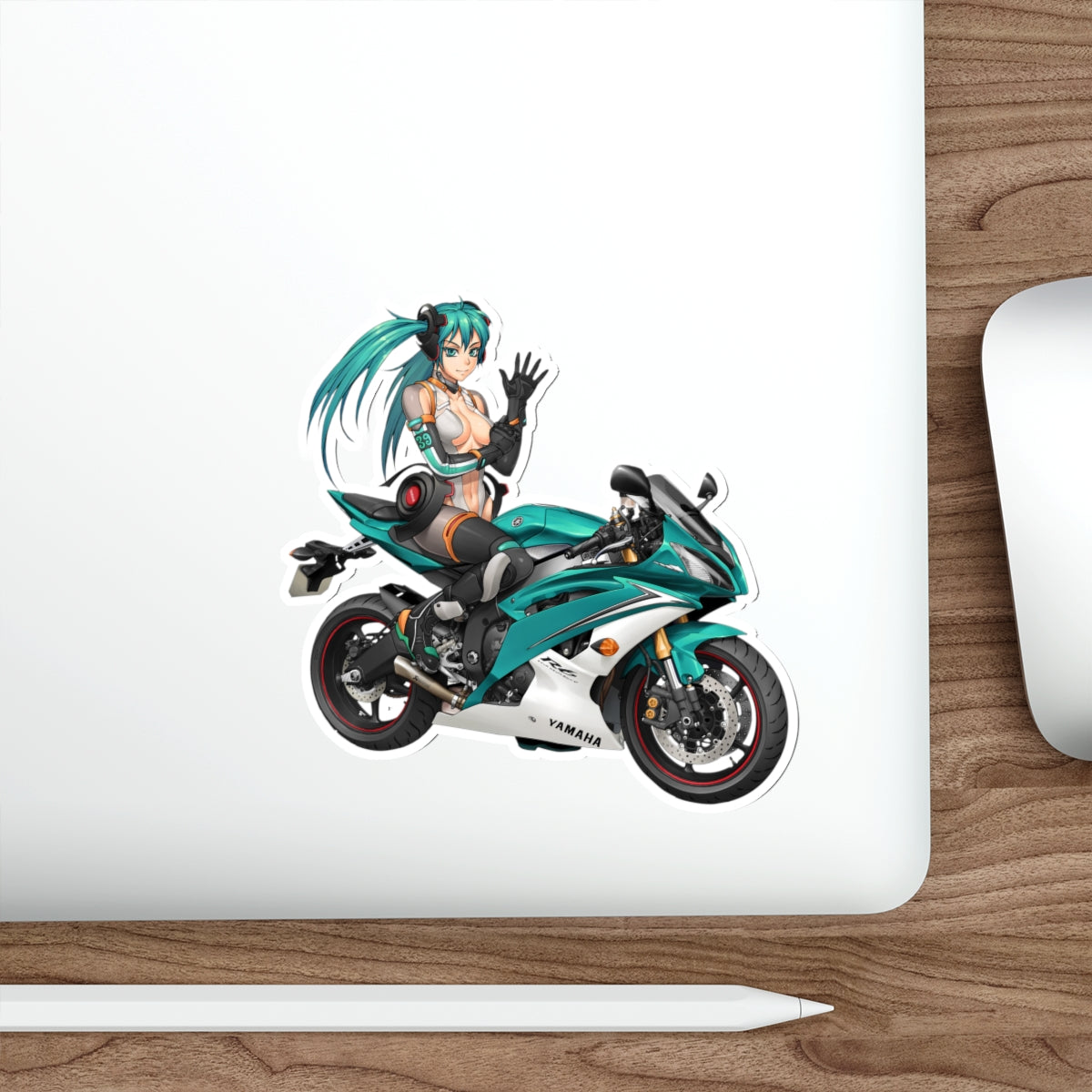 Biker Hatsune Miku Waterproof Sticker - Vocaloid Premium Vinyl Decal - Anime Car Decal - Laptop Sticker