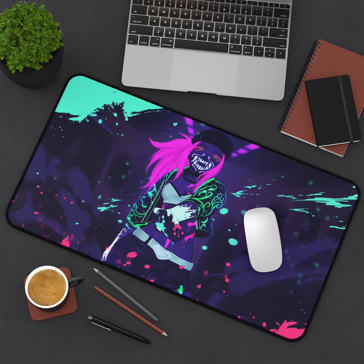 League of Legends Desk Mat - Akali K/DA XXL Gaming Mousepad - Non Slip Aesthetic Playmat - LoL Gift