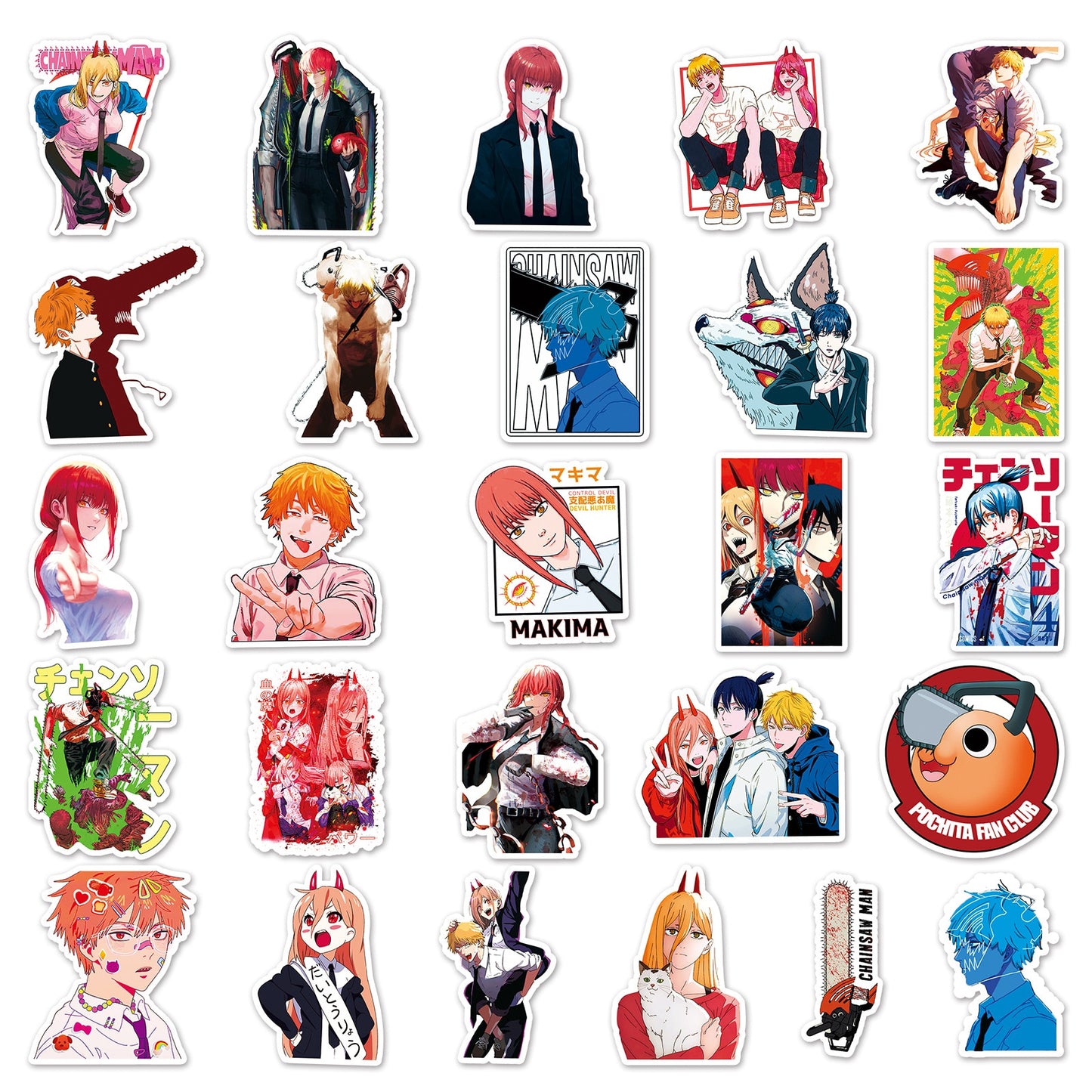 10/30/50PCS Cool Anime Chainsaw Man Stickers Graffiit Decals DIY Notebook Helmet Skateboard Guitar Sticker Kids Toys Wholesale