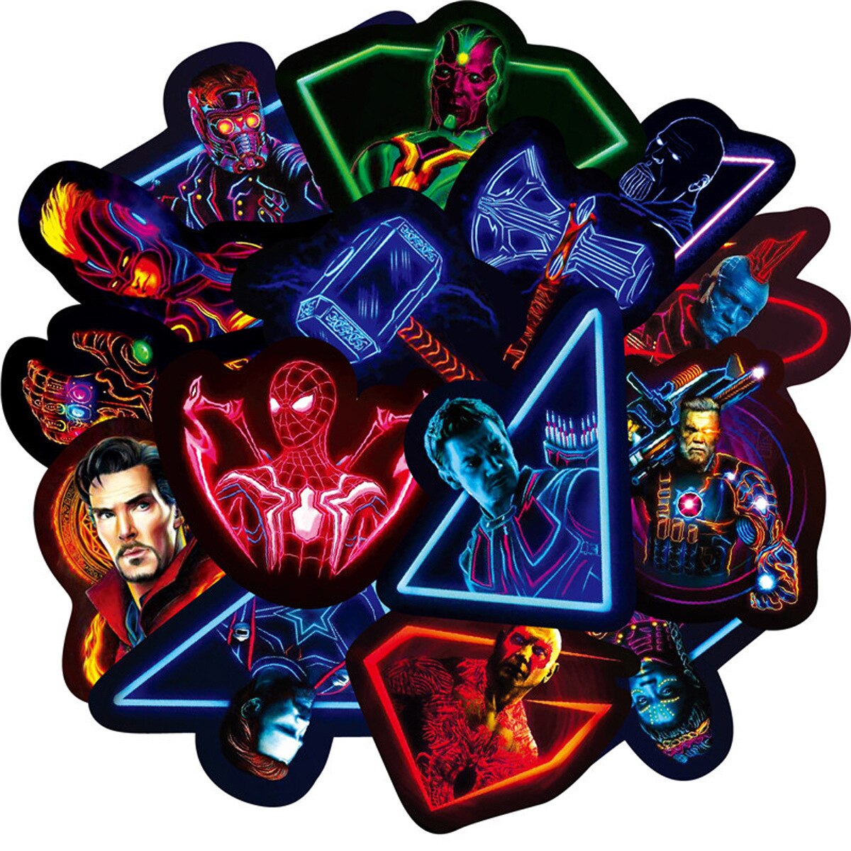 30PCS Disney Marvel Neon Super Hero Stickers Sets For Laptop Fridge Phone Guitar Super Hero Sticker Kids Toys