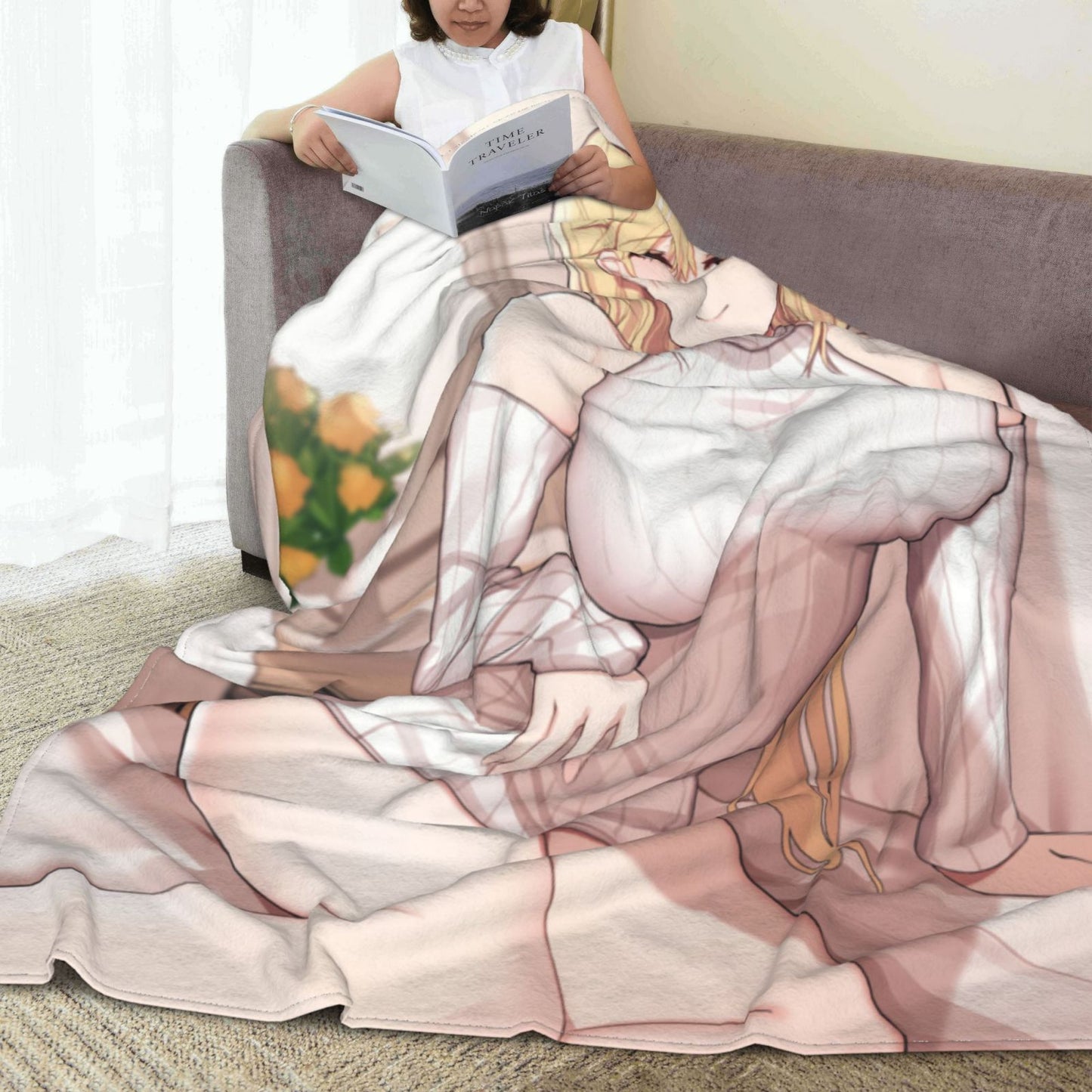 Kawai anime girls blanket | Large anime blanket | bikini girls anime blanket