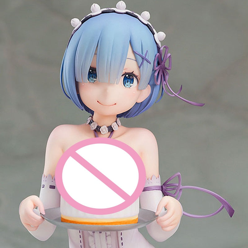 Re:Life In A Different World From Zero Anime Rem Birthday Cake Ver Sitting Posture Dress Headband Scene Base PVC Collective Toy