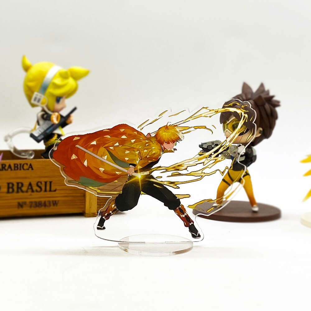 Demon Slayer Kimetsu no Yaiba Zenitsu battling  anime toy acrylic standee figurines desk decoration cake topper