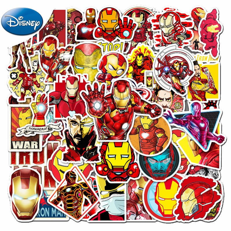 50PCS Marvel Disney Crashed Glass Cartoon Character Funny Stickers Luggage Trolley Case Bike Notebook Cute Waterproof Sticker