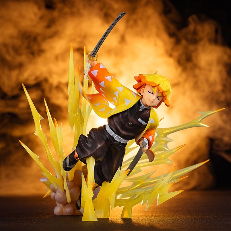 21cm Anime Demon Slayer Figure Demon Slayer Thunder Breath Agatsuma Zenitsu PVC Action Figure Collectible Model Toys Kid Gift