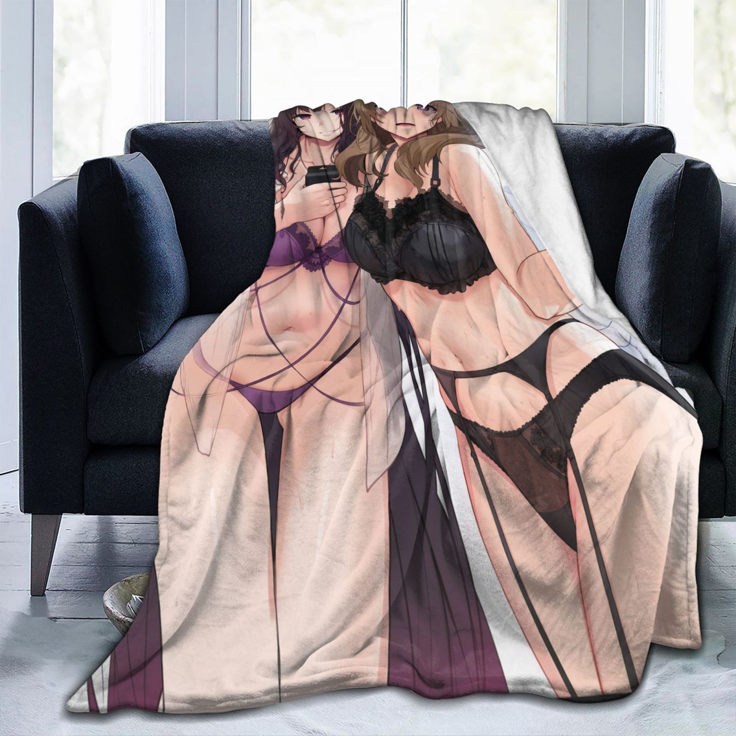 Kawai anime girls blanket | Large anime blanket | bikini girls anime blanket