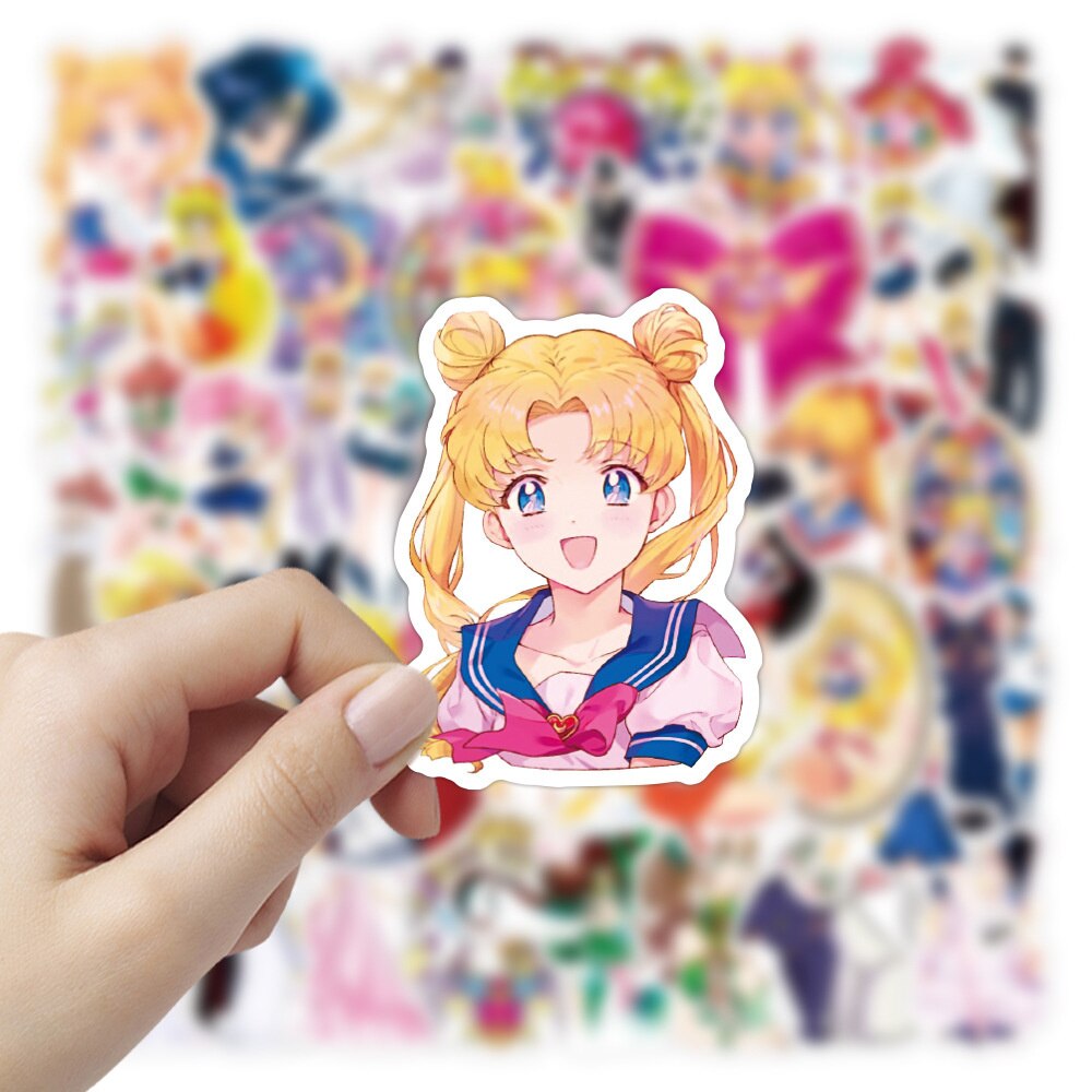 10/30/50/PCS Moon Girl Sailor Japanese Anime Graffiti Luggage Mobile Phone Children&#39;s Toy Laptop DiY Scrapbook Sticker Wholesale