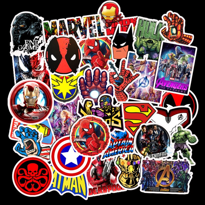 10/30/50Pcs/Pack Disney Marvel The Avengers Sticker Man Skateboard Luggage Laptop Guitar phone Waterproof Stickers Kid Toy gift